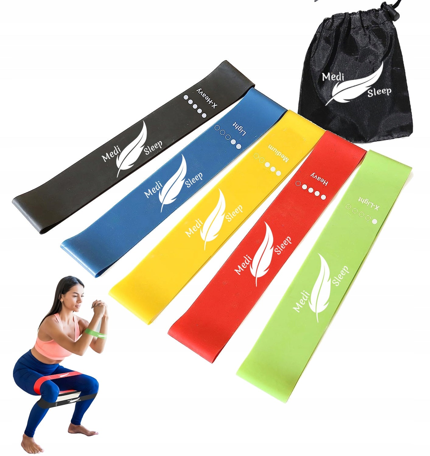 TRAINING RUBBERS FTINESS SET OF 5PCS RESISTANCE RUBBERS TAPE MEDI SLEEP Manufacturer code GUM