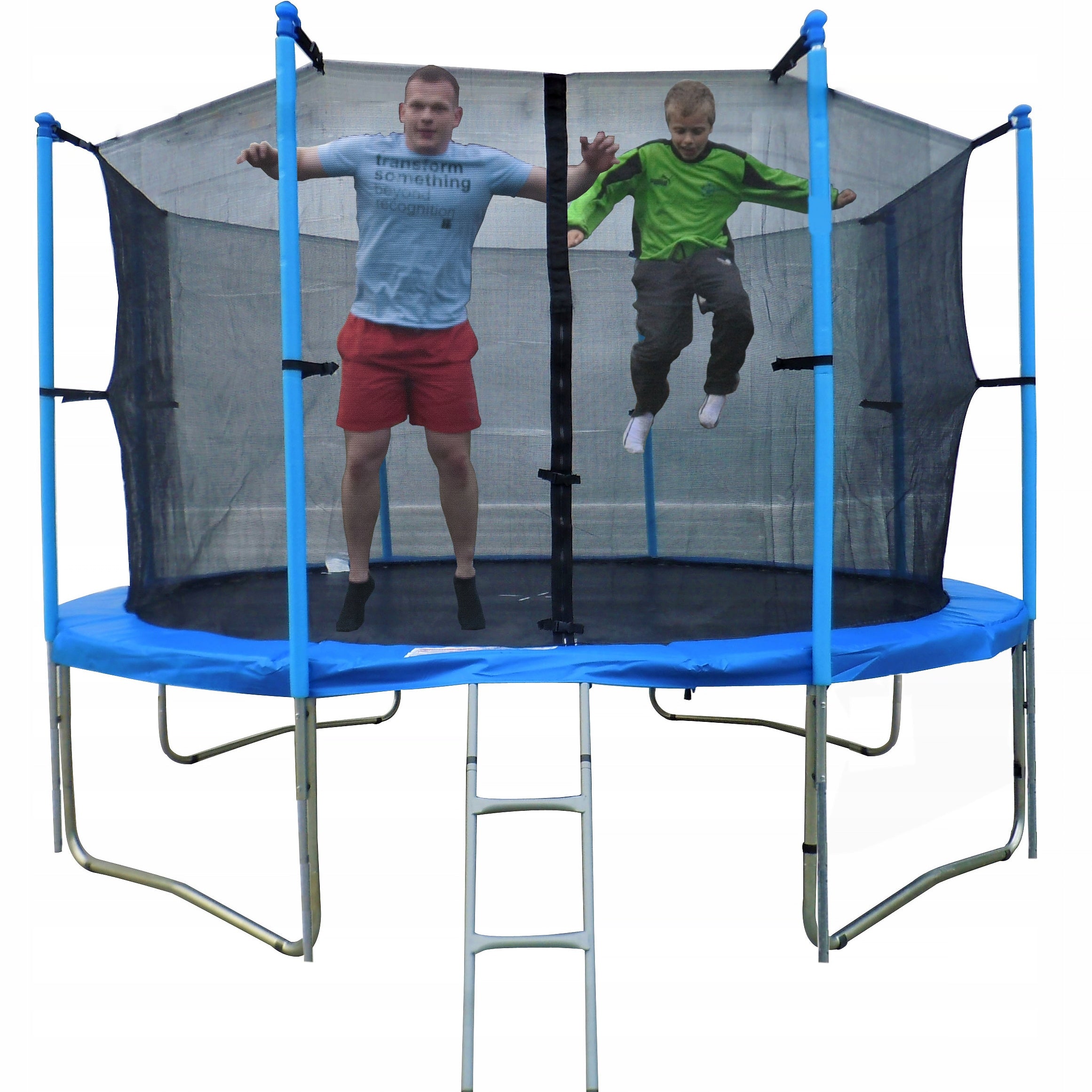 TRAMPOLINE 374 CM DOUBLE LEGS LADDER HOOKS.