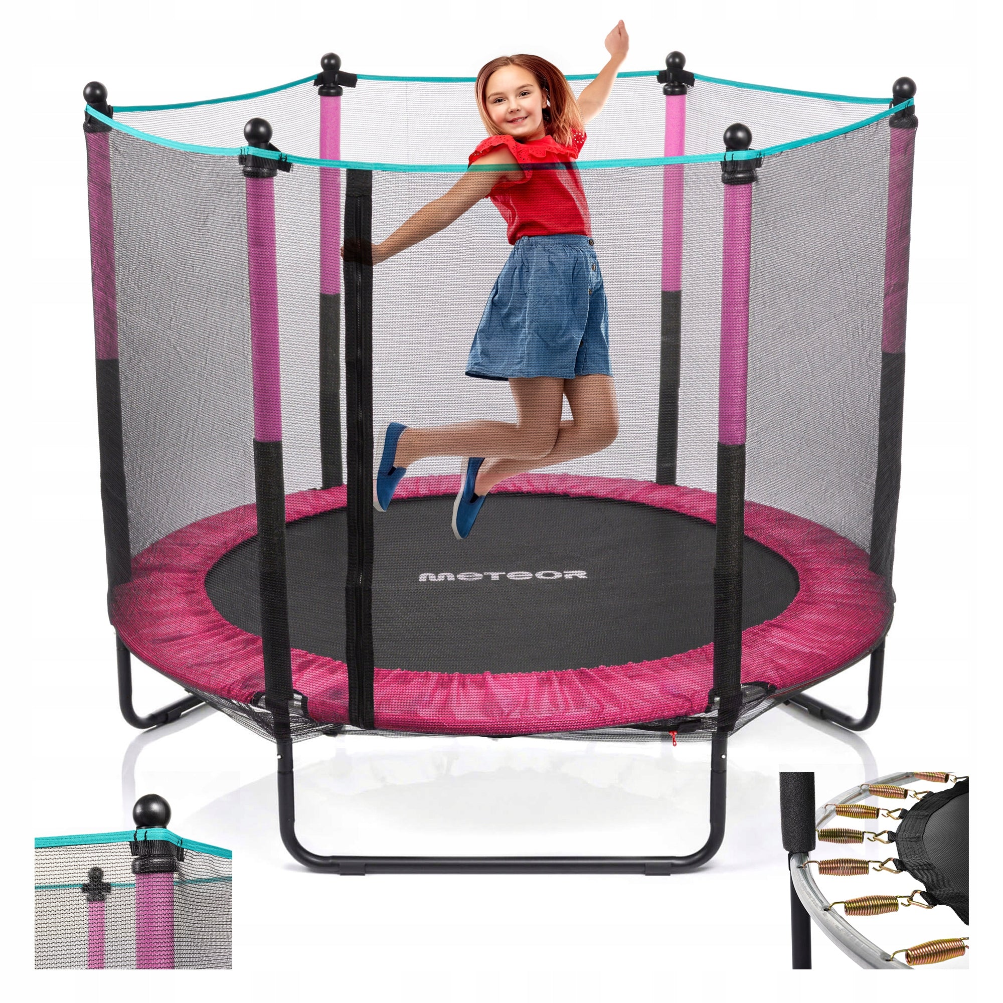 TRAMPOLINE FOR CHILDREN OUTDOOR AND INDOOR METEOR 140 cm (4.5 ft) with mesh