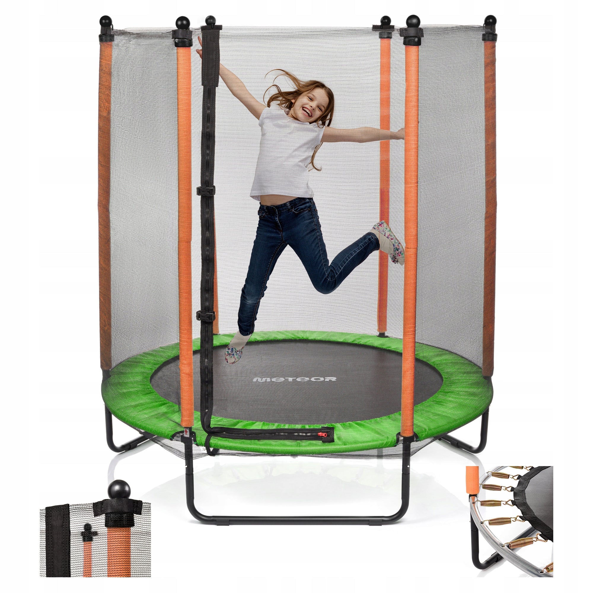 TRAMPOLINE FOR CHILDREN OUTDOOR AND INDOOR METEOR 140cm (4.5 ft) with mesh