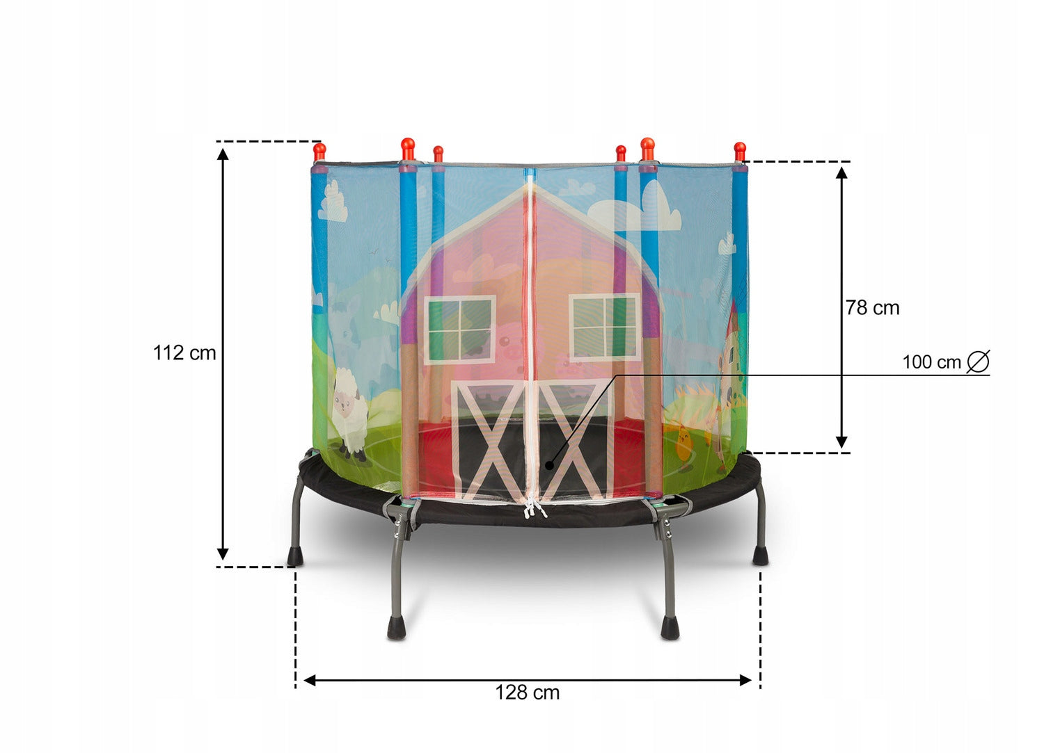 TRAMPOLINE FOR CHILDREN WITH GARDEN NET 100 CM HOME FOR GARDEN SMALL 25KG Net height 78 cm