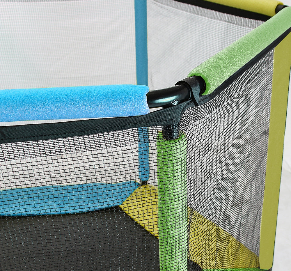 TRAMPOLINE PLAYPEN WITH SAFETY NET FOR HOME AND GARDEN FOR CHILDREN 140 TRIO Brand JUST FUN