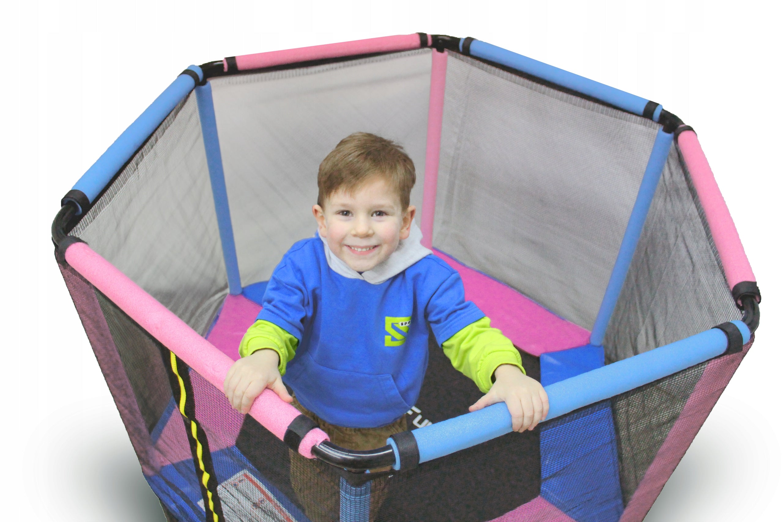 TRAMPOLINE PLAYPEN WITH SAFETY NET FOR HOME AND GARDEN FOR CHILDREN 140 TRIO Total height 111 cm
