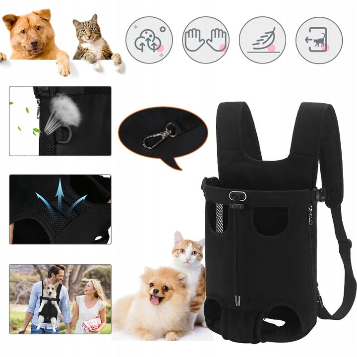 TRANPOSRTER FOR CAT DOG BACKPACK BAG WITH VENTILATION HOLES SAFE Color black