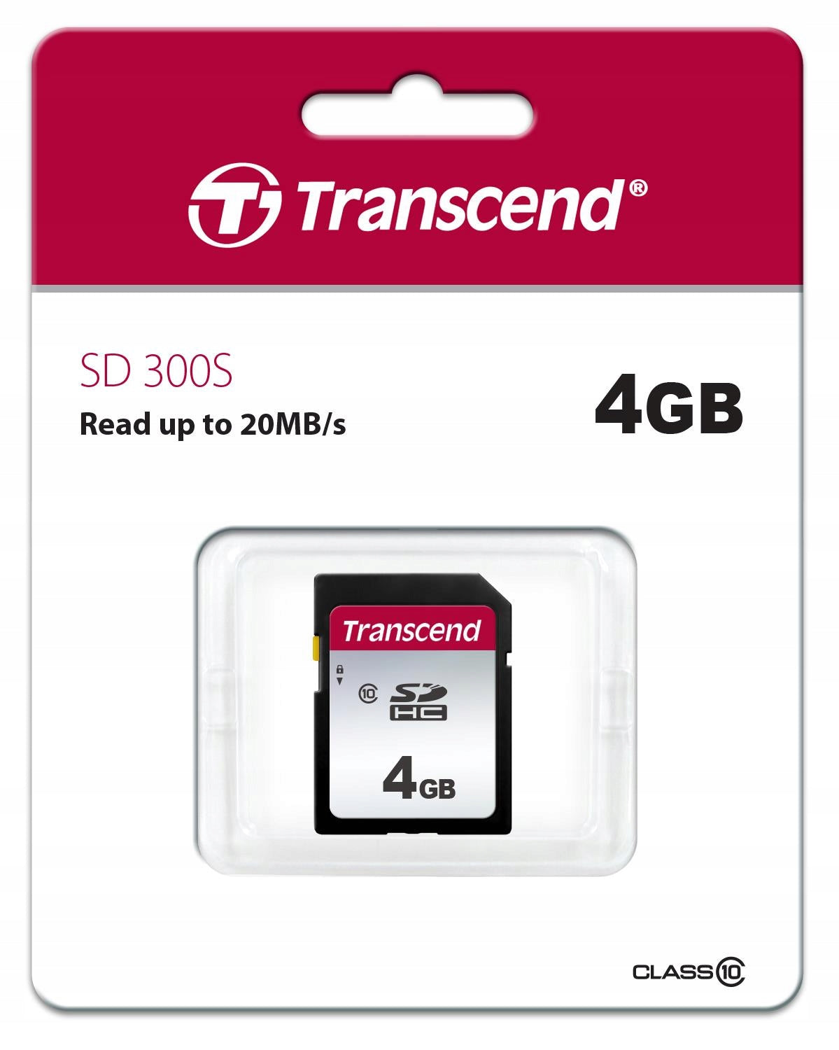 TRANSCEND 300S 4 GB SD SDHC 20MB/s Class 10 flash memory card Model TS4GSDC300S