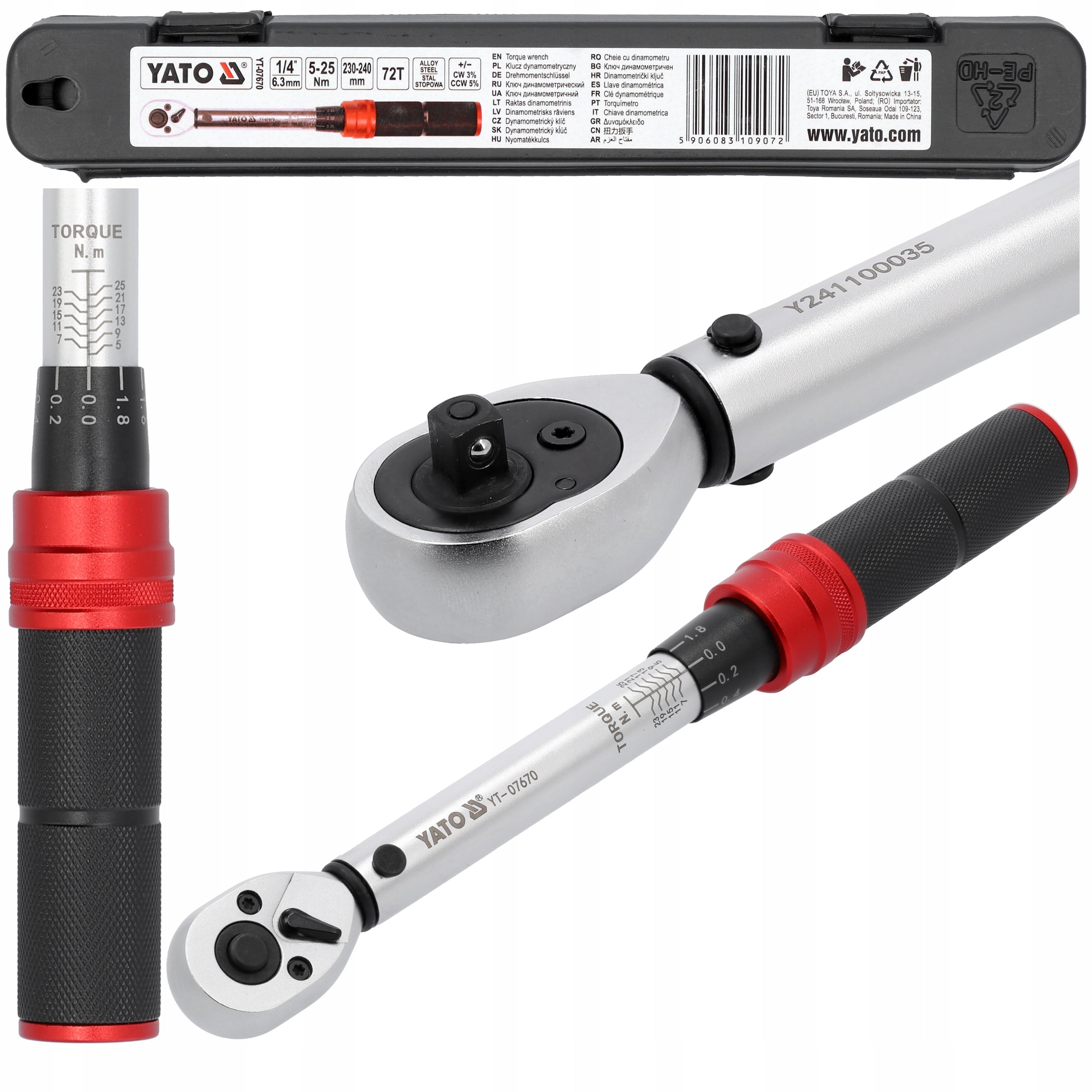 TRANSITIONAL TORQUE WRENCH YATO 1/4" 5-25Nm CALIBRATION CERTIFICATE