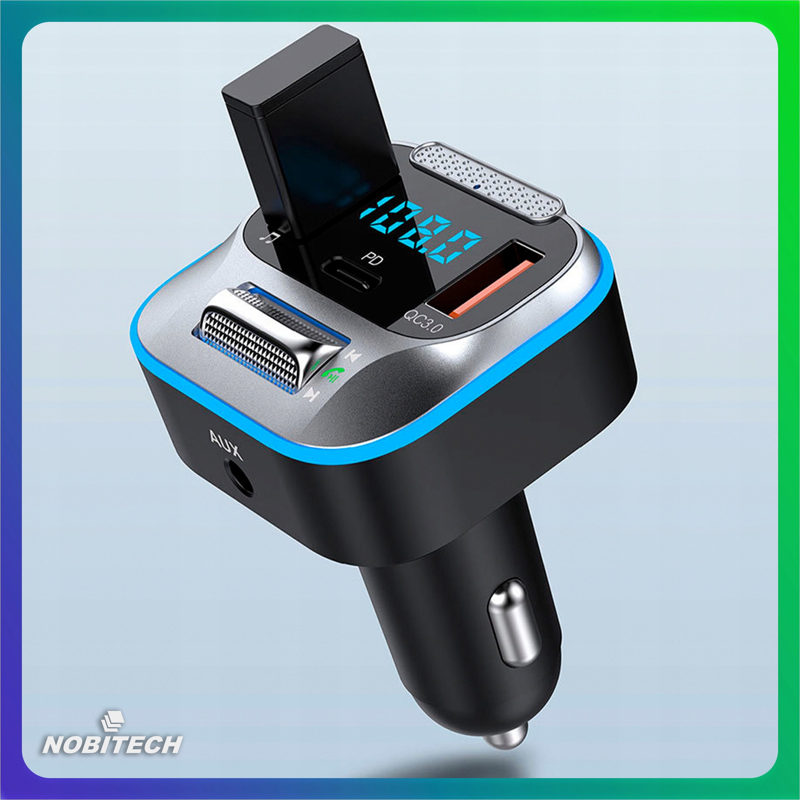 TRANSMITTER CAR CHARGER BLUETOOTH FM CAR USB C JACK QC 3.0 Manufacturer code Transmiter Nobitech T-73