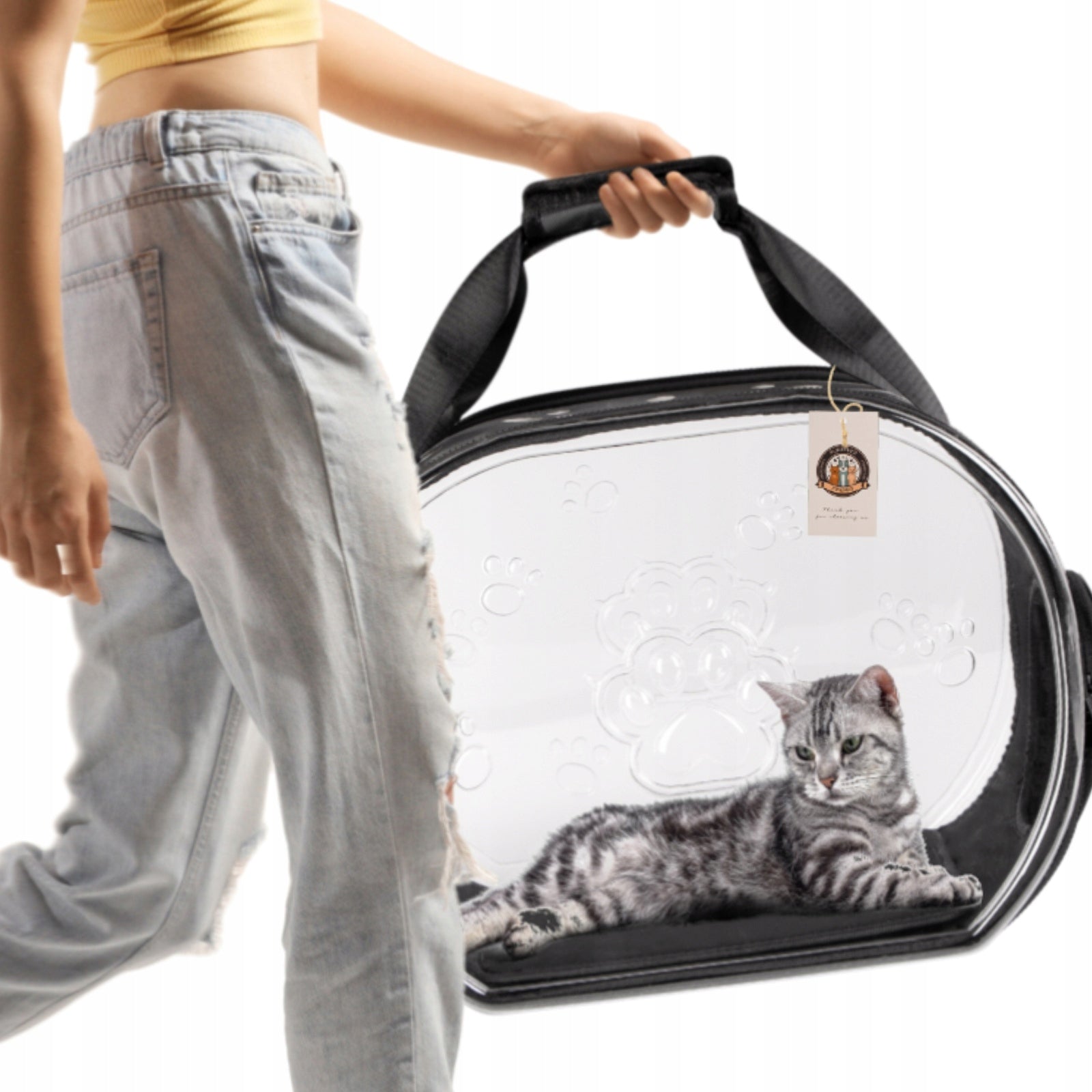 TRANSPARENT DOG AND CAT TRANSPORTER COMFORTABLE LIGHTWEIGHT WITH POCKET Trade name FURREVER FRIENDS VISIBLE