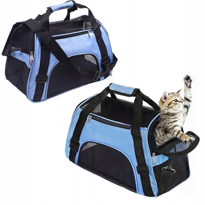 TRANSPORT BAG FOR DOG CAT RABBIT TRANSPORTER FOR ANIMALS BLUE