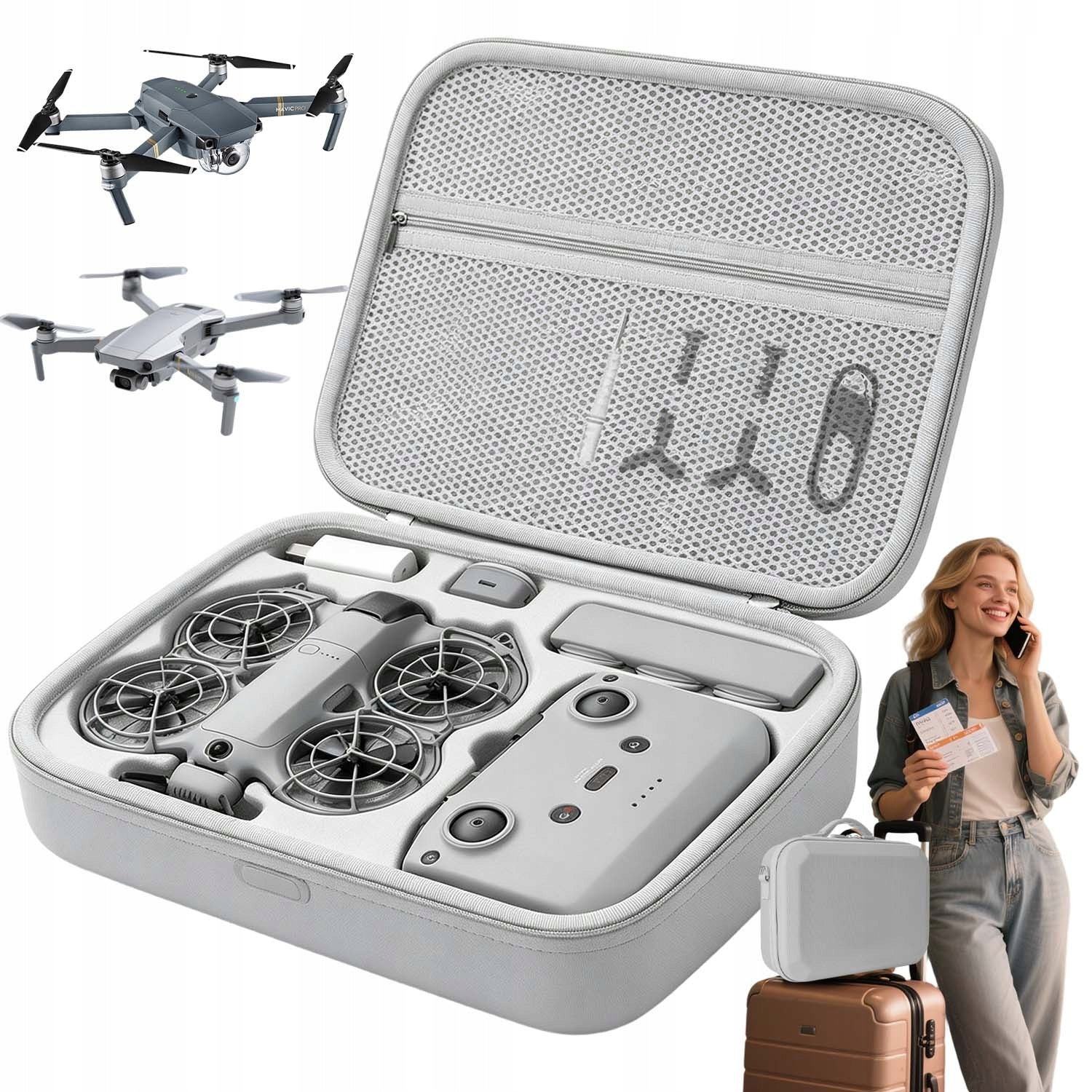 TRANSPORT CASE FOR DRONE DJI NEO 2 SAFE PROTECTIVE WATERPROOF GREY