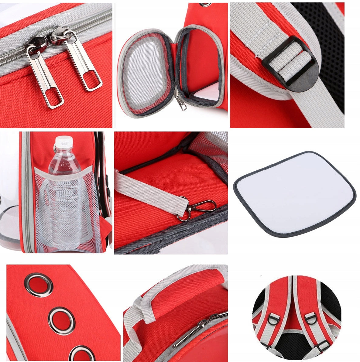 TRANSPORTER BACKPACK DOG CAT BAG TRANSPARENT Manufacturer code Transporter plecak rozkładany czerwony