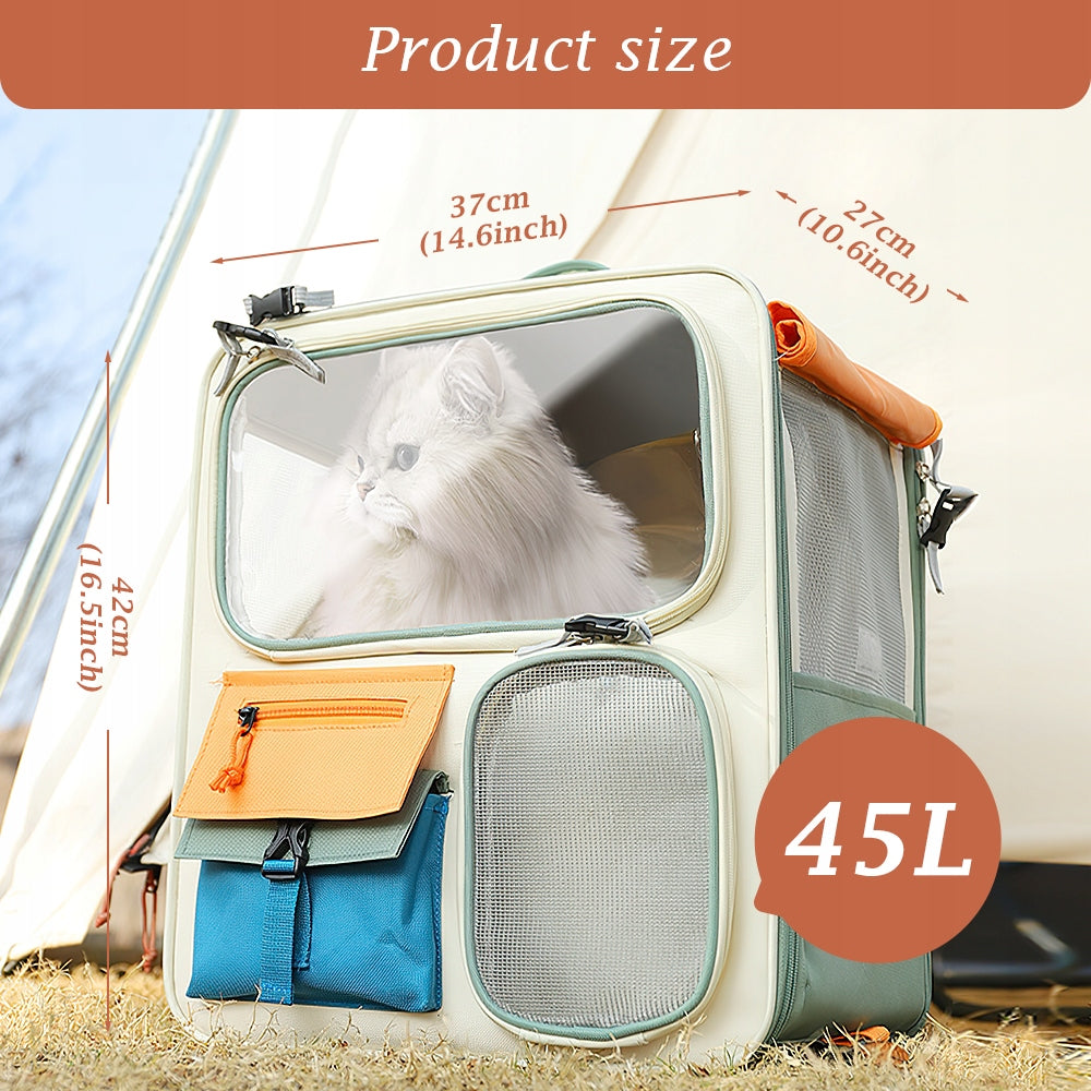 TRANSPORTER BACKPACK FOR CAT AND DOG UP TO 12.5KG PORTABLE TRANSPARENT Product height 42 cm