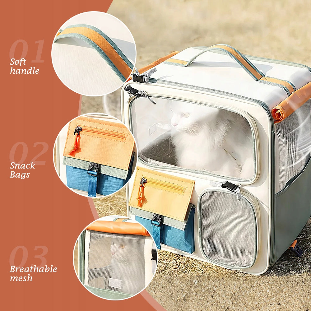 TRANSPORTER BACKPACK FOR CAT AND DOG UP TO 12.5KG PORTABLE TRANSPARENT Product width 27 cm