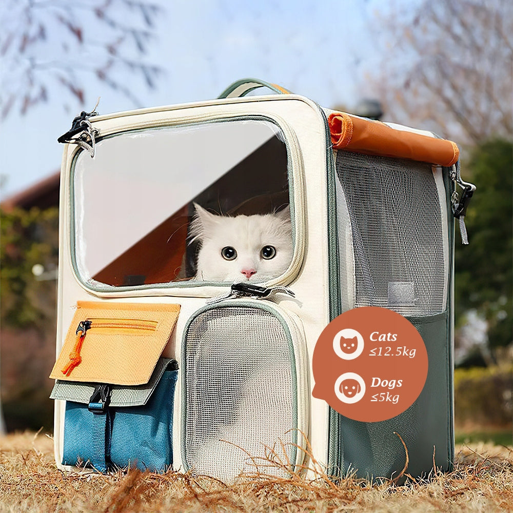 TRANSPORTER BACKPACK FOR CAT AND DOG UP TO 12.5KG PORTABLE TRANSPARENT