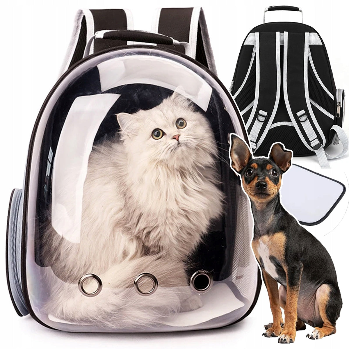 TRANSPORTER BACKPACK TRANSPARENT CAT BAG DOG ANIMALS VENTILATION