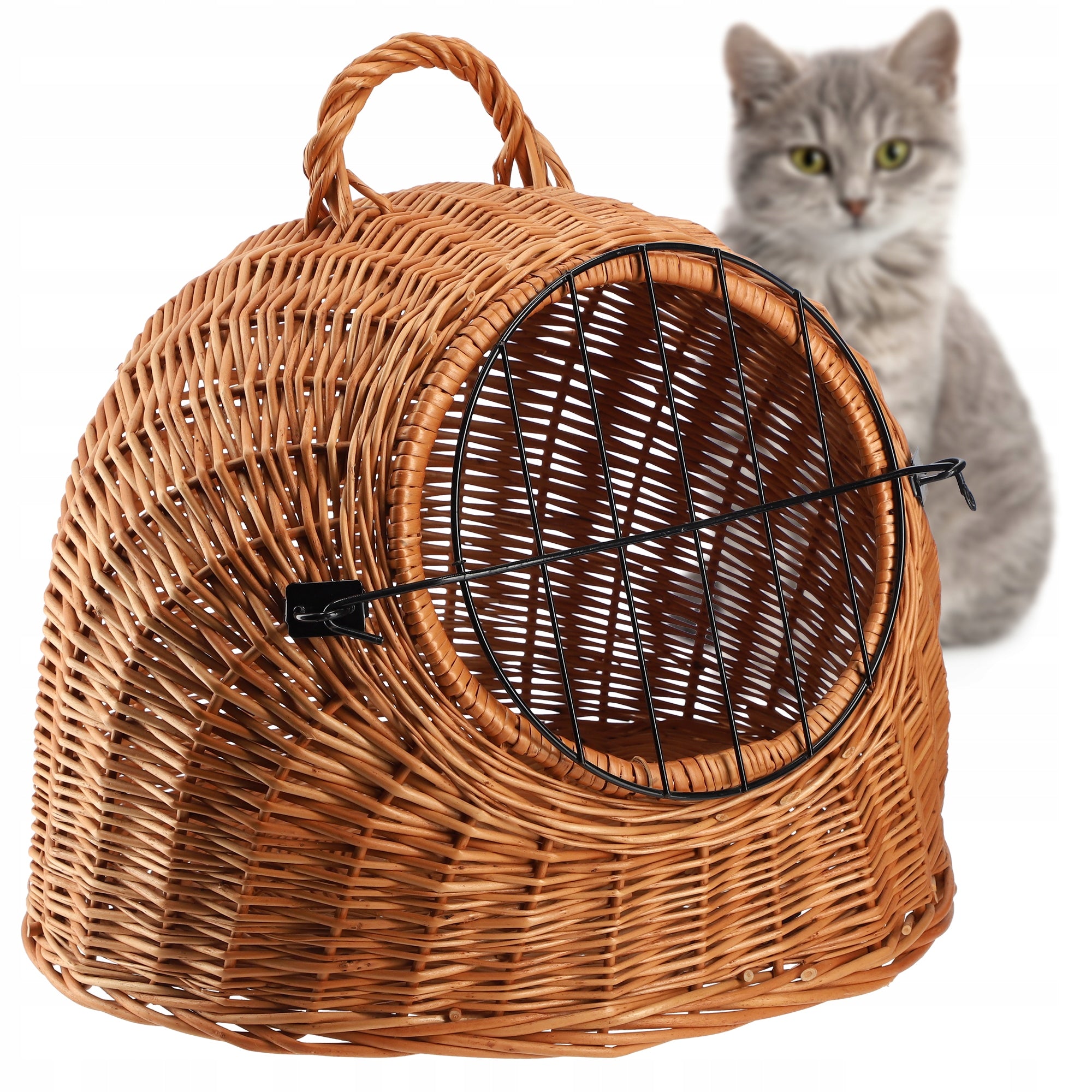 TRANSPORTER FOR CAT DOG RABBIT CAGE WICKER PLAYPEN BASKET SOLID 49cm
