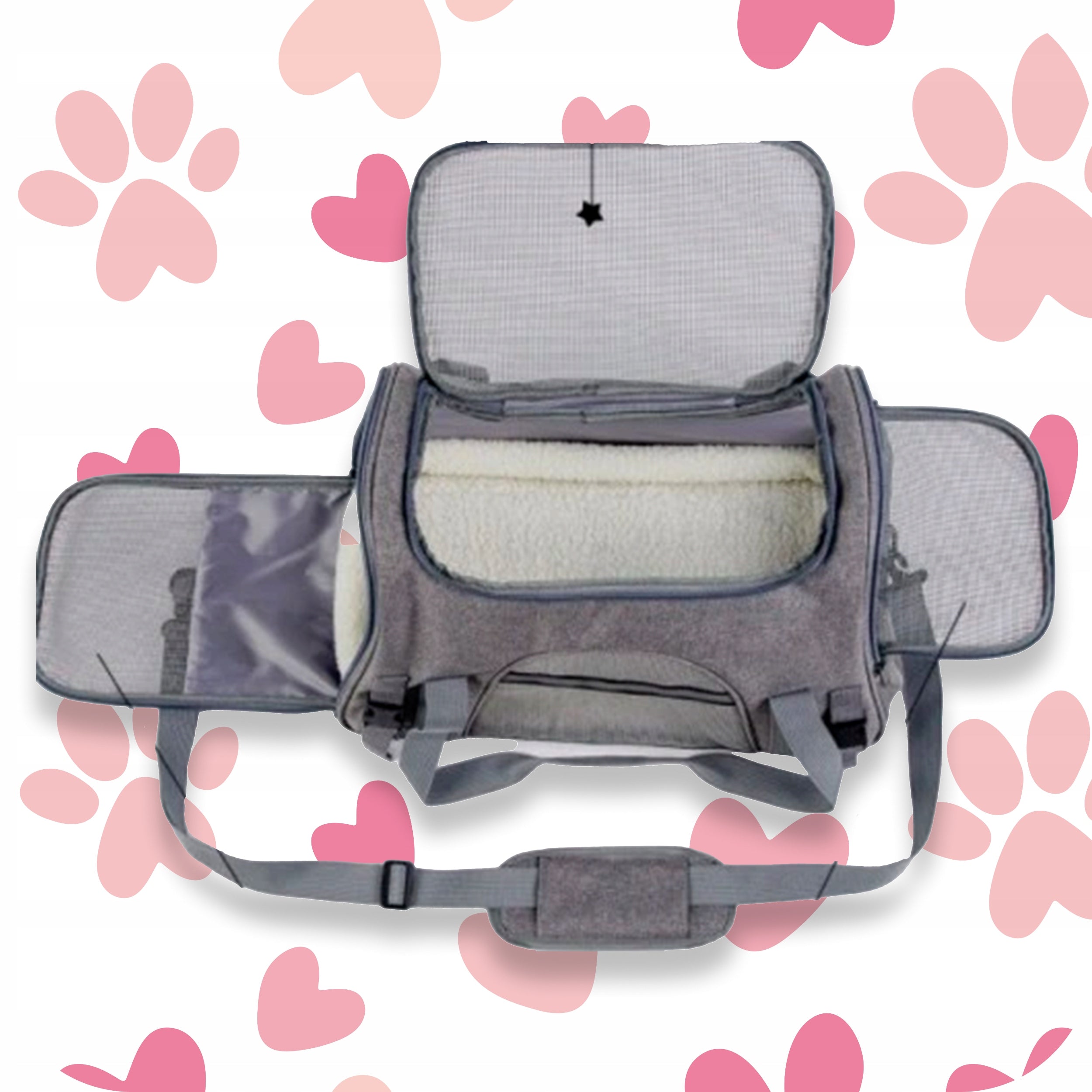 TRANSPORTER FOR LARGE CAT DOG BAG RIGID SOFT BED 43*25*28 CM Main material fabric
