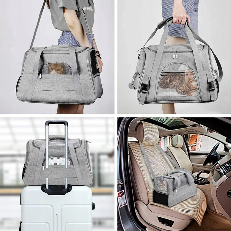 TRANSPORTER PET BAG CAT RABBIT FOR CAR TRAIN TRAVEL Product height 28 cm