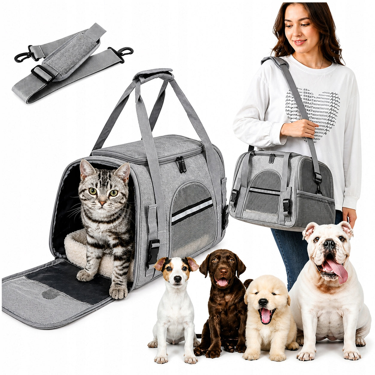 TRANSPORTER PET BAG CAT RABBIT FOR CAR TRAIN TRAVEL