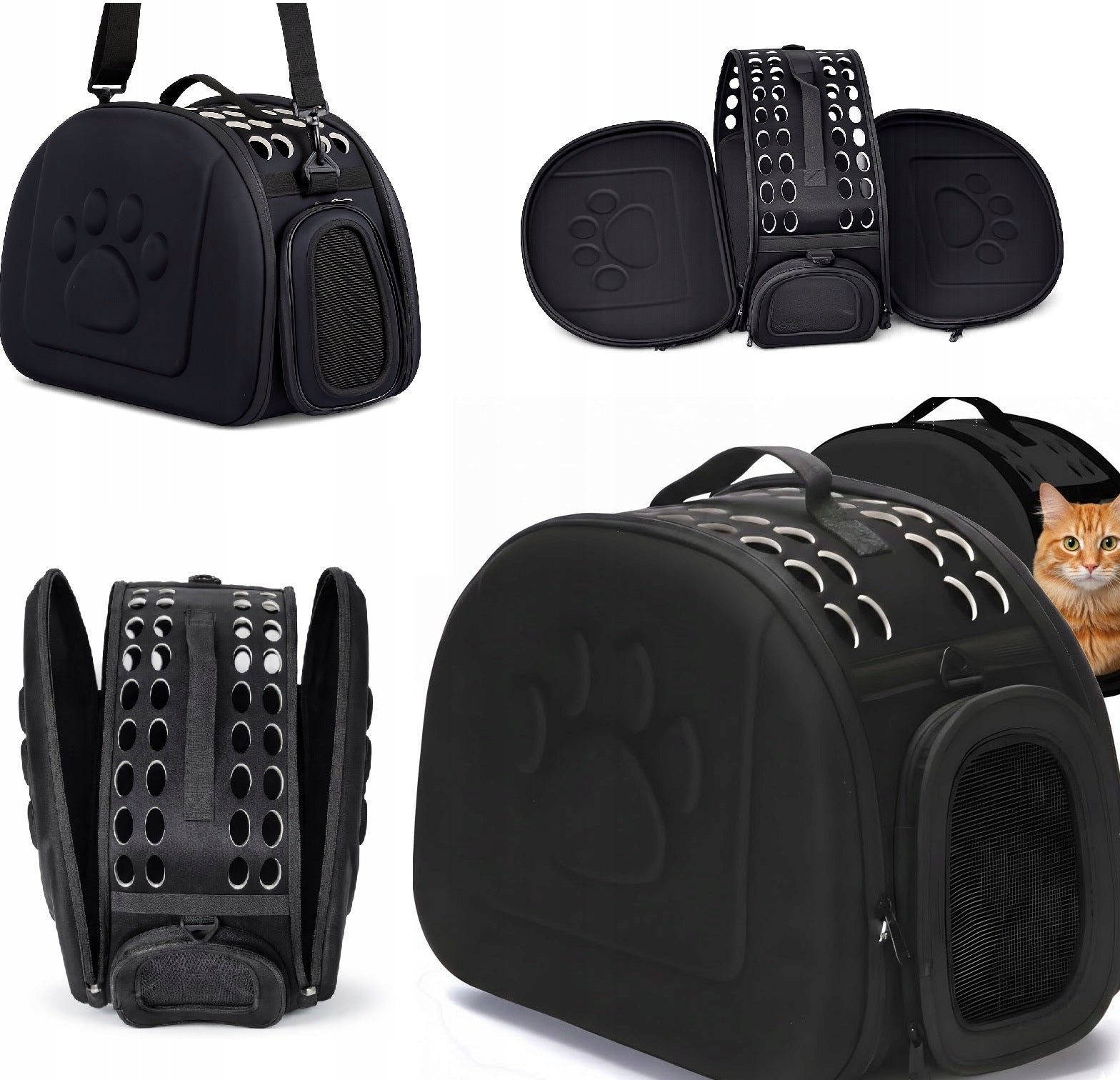 TRANSPORTER for cat dog rabbit bag FOLDING travel playpen black I092