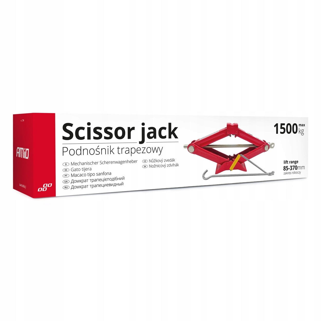 TRAPEZOIDAL JACK 1500KG 9-38CM 01280 Maximum lifting height 370 mm