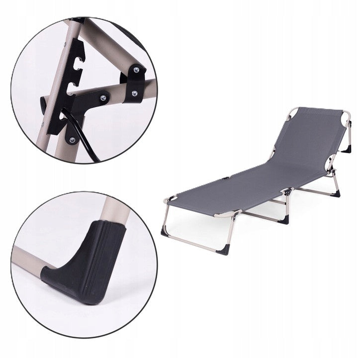 TRAVEL BED FOLDING FIELD BED COMFORTABLE ADJUSTABLE PREMIUM Color gray