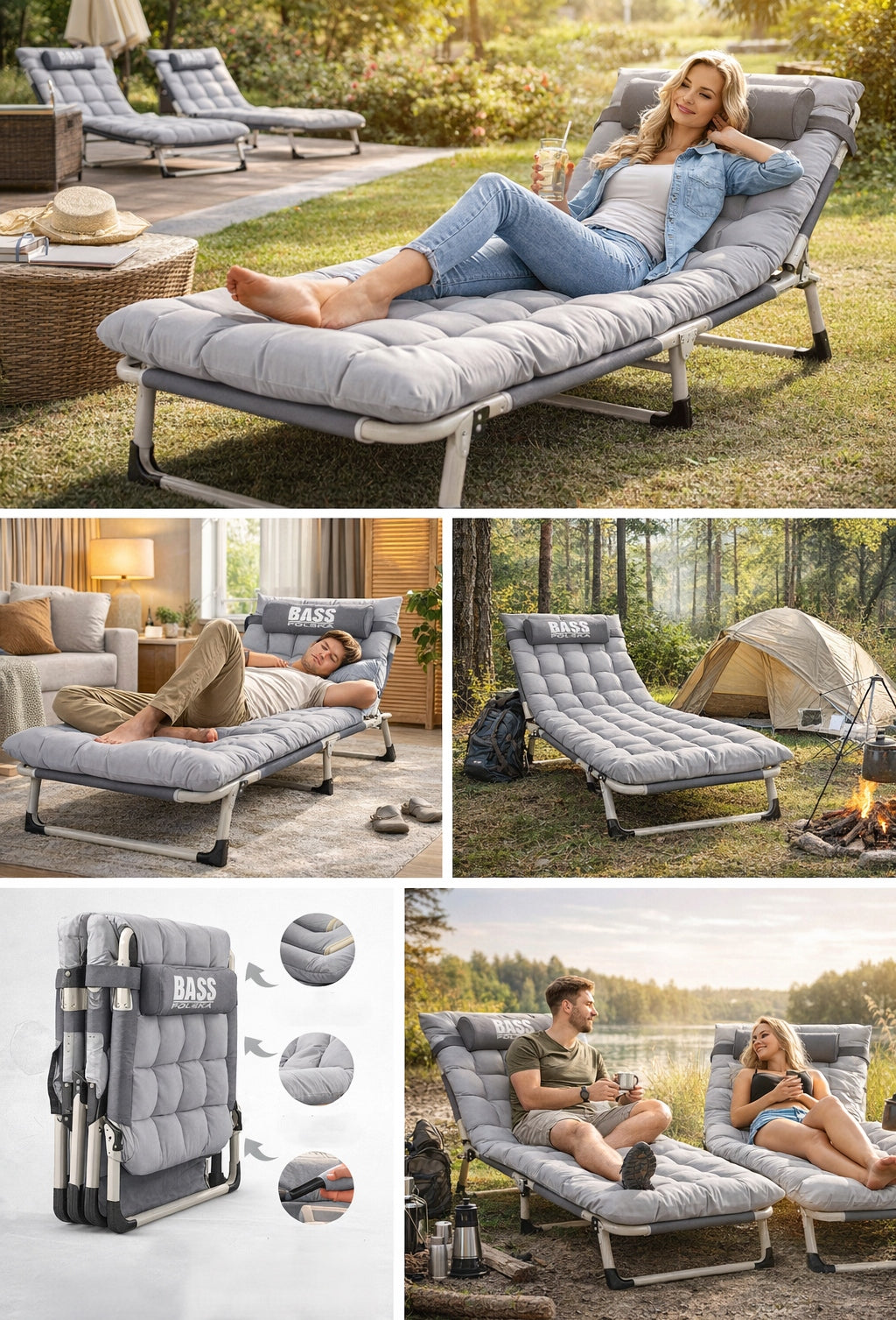 TRAVEL BED FOLDING FIELD BED COMFORTABLE ADJUSTABLE PREMIUM Packaging status original