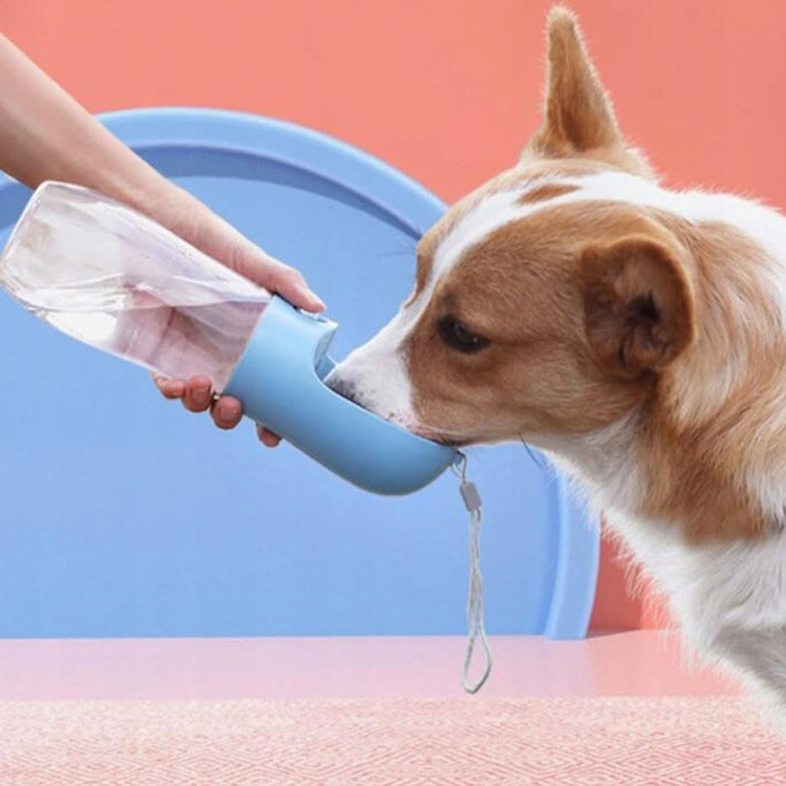 TRAVEL BOTTLE FOR DOGS PORTABLE BOWL WATER BOTTLE DRIER 450ml blue Color blue