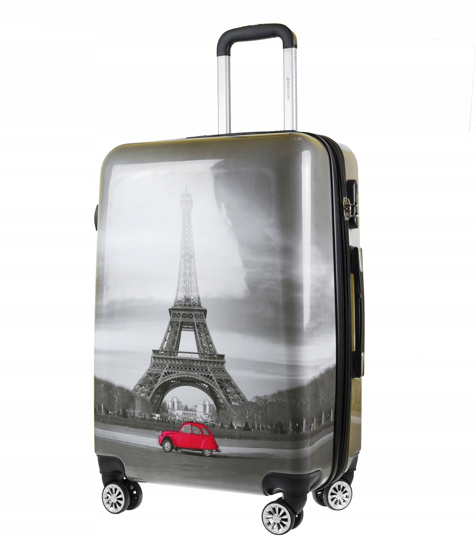 TRAVEL CASE BLACK AND WHITE MEDIUM EIFFEL TOWER MADISSON COMBINATION LOCK Packaging status original