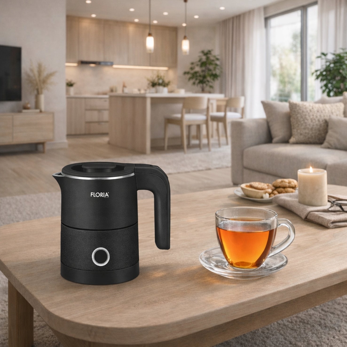 TRAVEL ELECTRIC KETTLE QUIET SMALL 1000W 0,5L Dominant color black