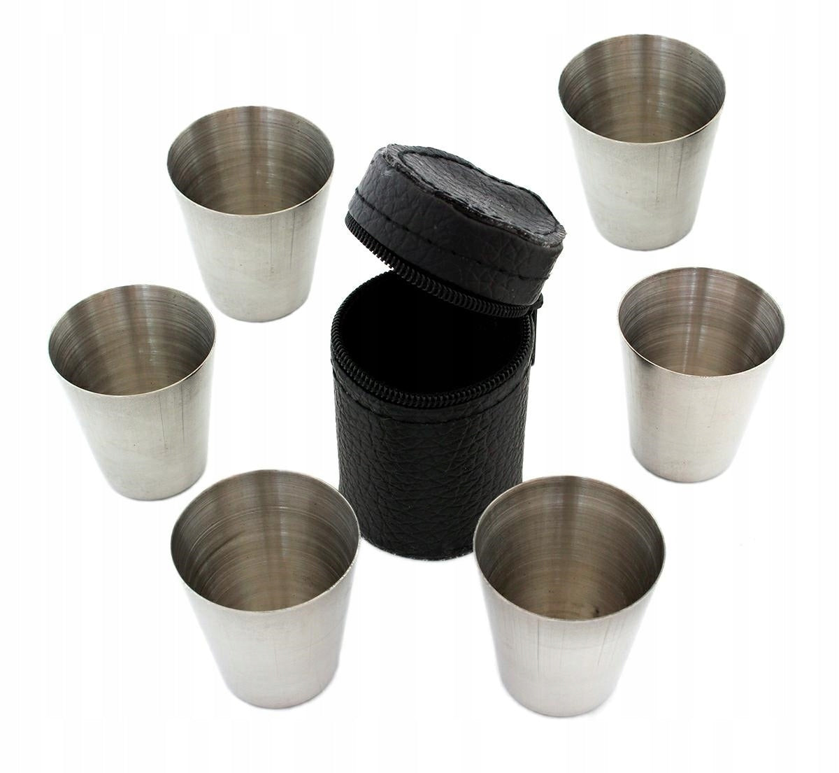 TRAVEL GLASSES SET IN CASE 6 PIECES STEEL 30ML AG171B