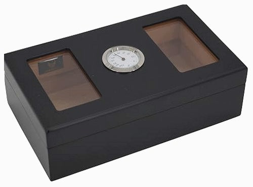 TRAVEL HUMIDOR BLACK CEDAR WOOD WITH HYGROMETER WINDOW 5 8 CIGARS