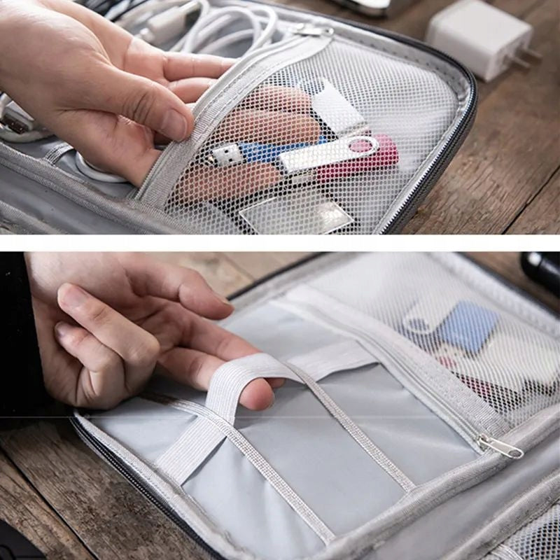 TRAVEL ORGANIZER FOR CHARGER CABLES POUCH FOR SUITCASE BAGS GREY Packaging status original
