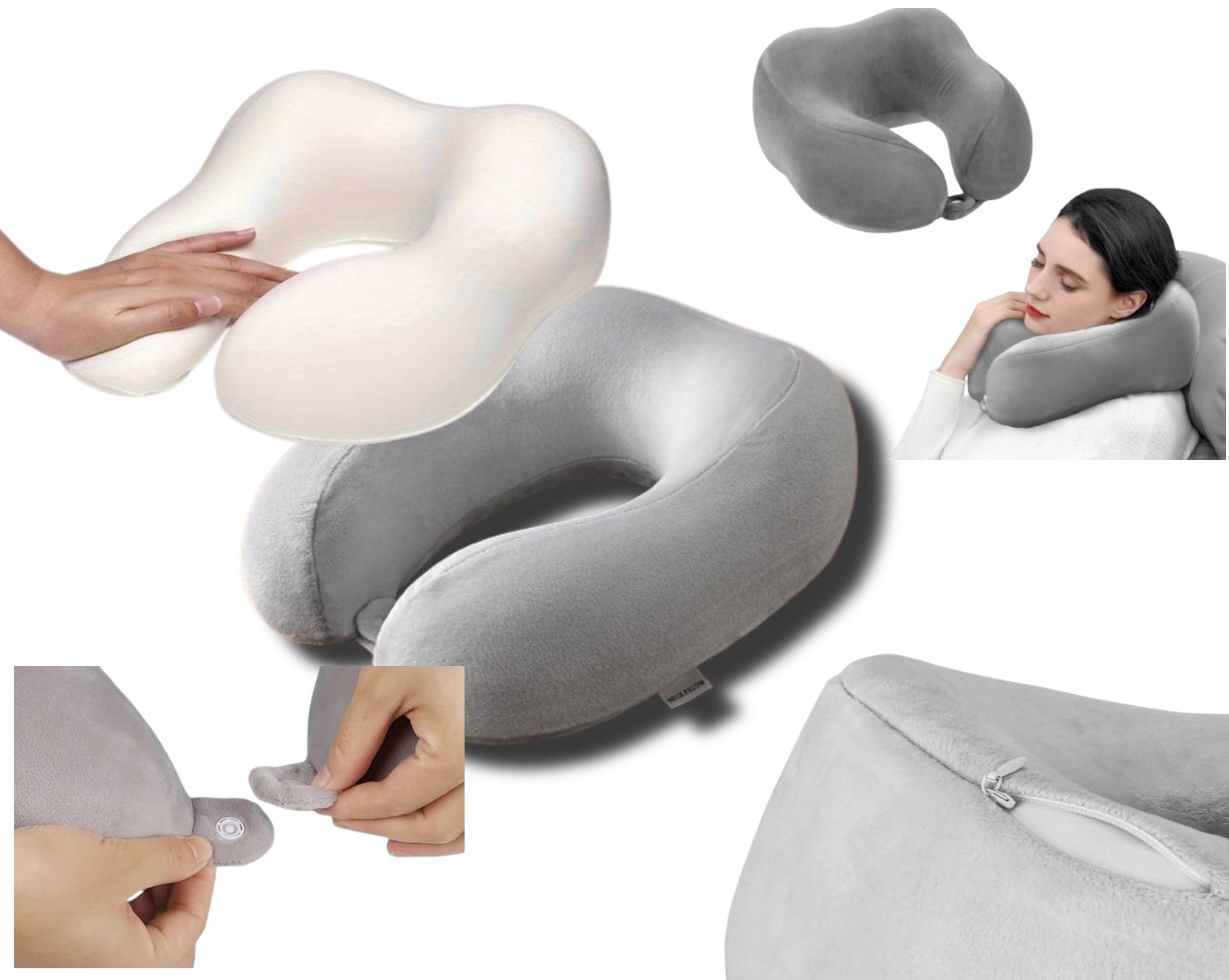 TRAVEL PILLOW TOURIST CROISSANT NECK HEADREST FOR CAR MEMORY