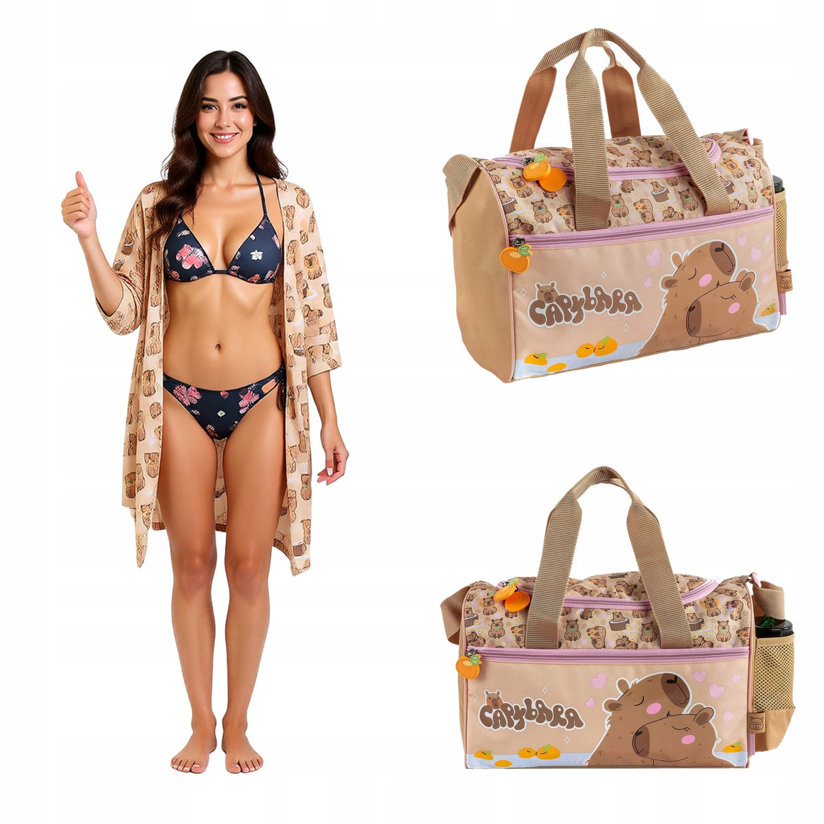 TRAVEL SPORTS BAG FOR GIRLS DERFORM CAPYBARA MULTICOLORED
