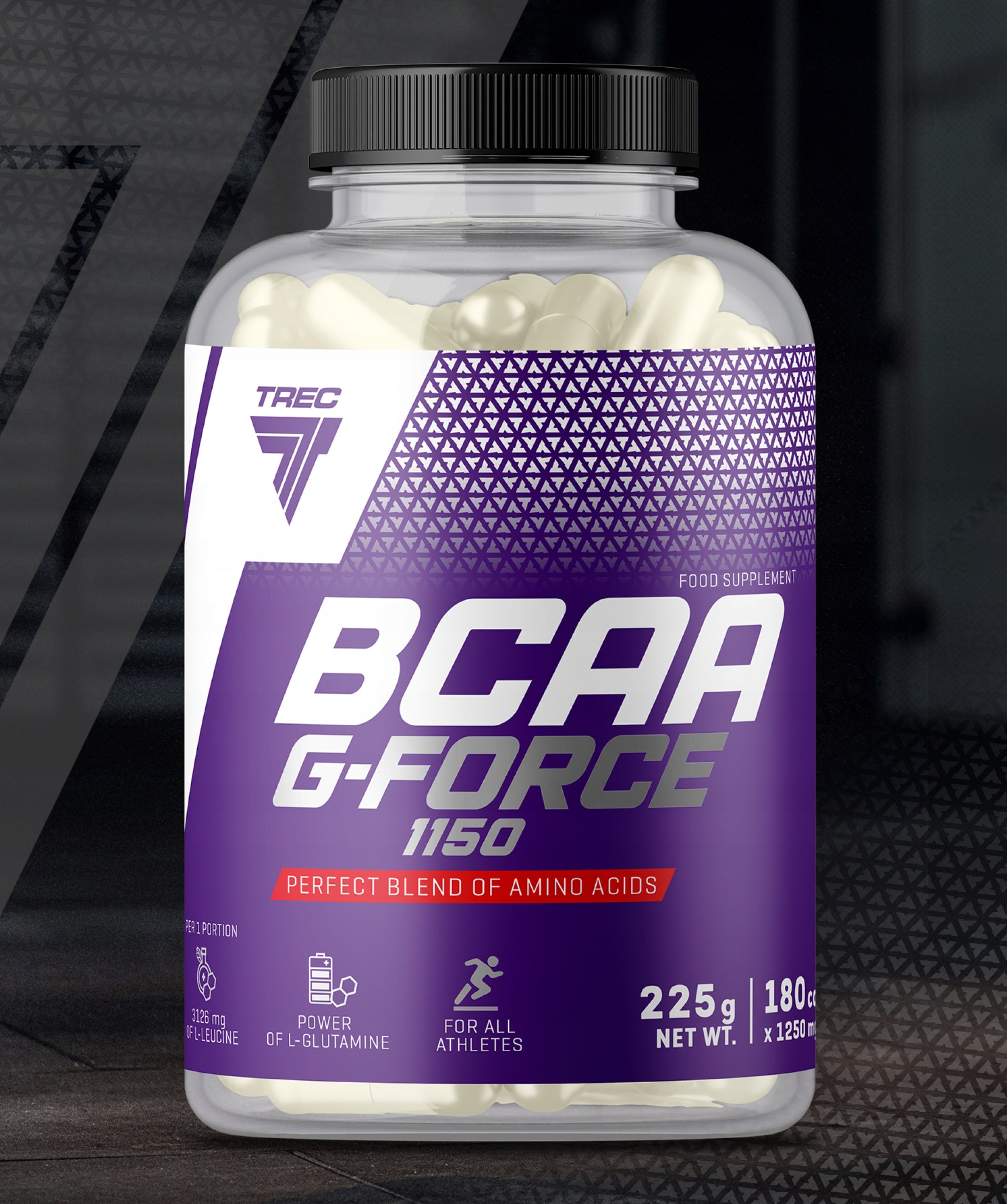 TREC BCAA G-FORCE BRANCHED CHAIN AMINO ACIDS + L-GLUTAMINE|180 capsules Packaging status original