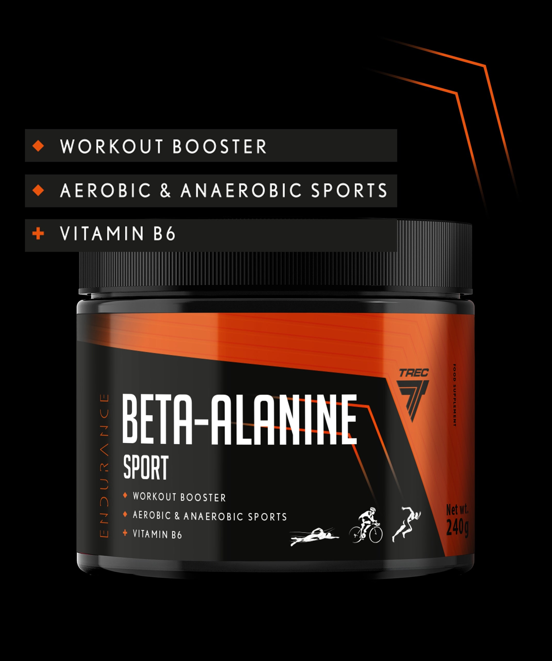 TREC BETA ALANINE SPORT BETA-ALANINE AMINO ACIDS VITAMIN B6 PUMP|240 g Manufacturer code booster dla sportowców metabolizm zmęczenie