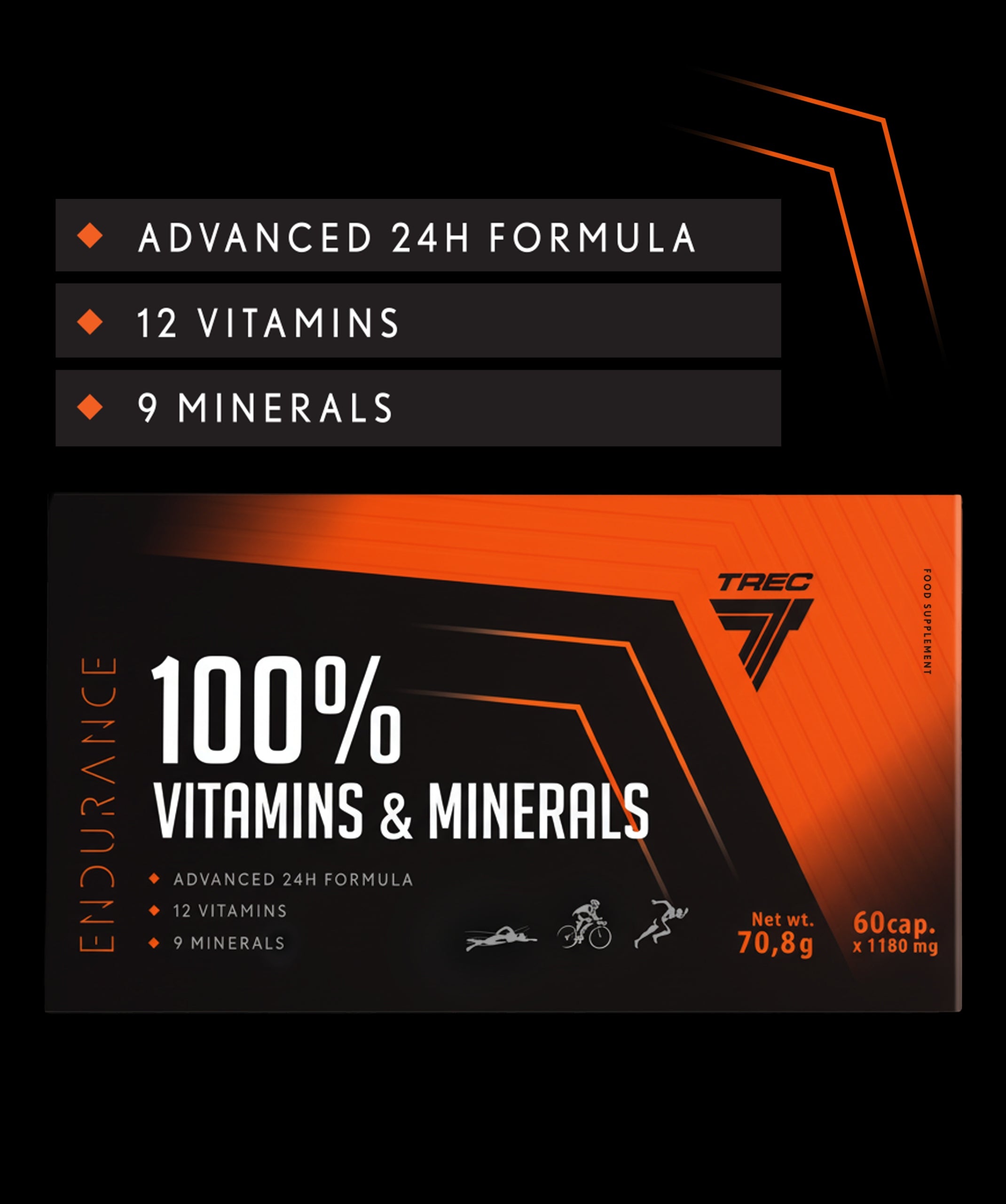 TREC ENDURANCE 100% VITAMINS & MINERALS 60 kaps|including VITAMIN C MAGNESIUM ZINC Expiration date at least six months from the date of purchase
