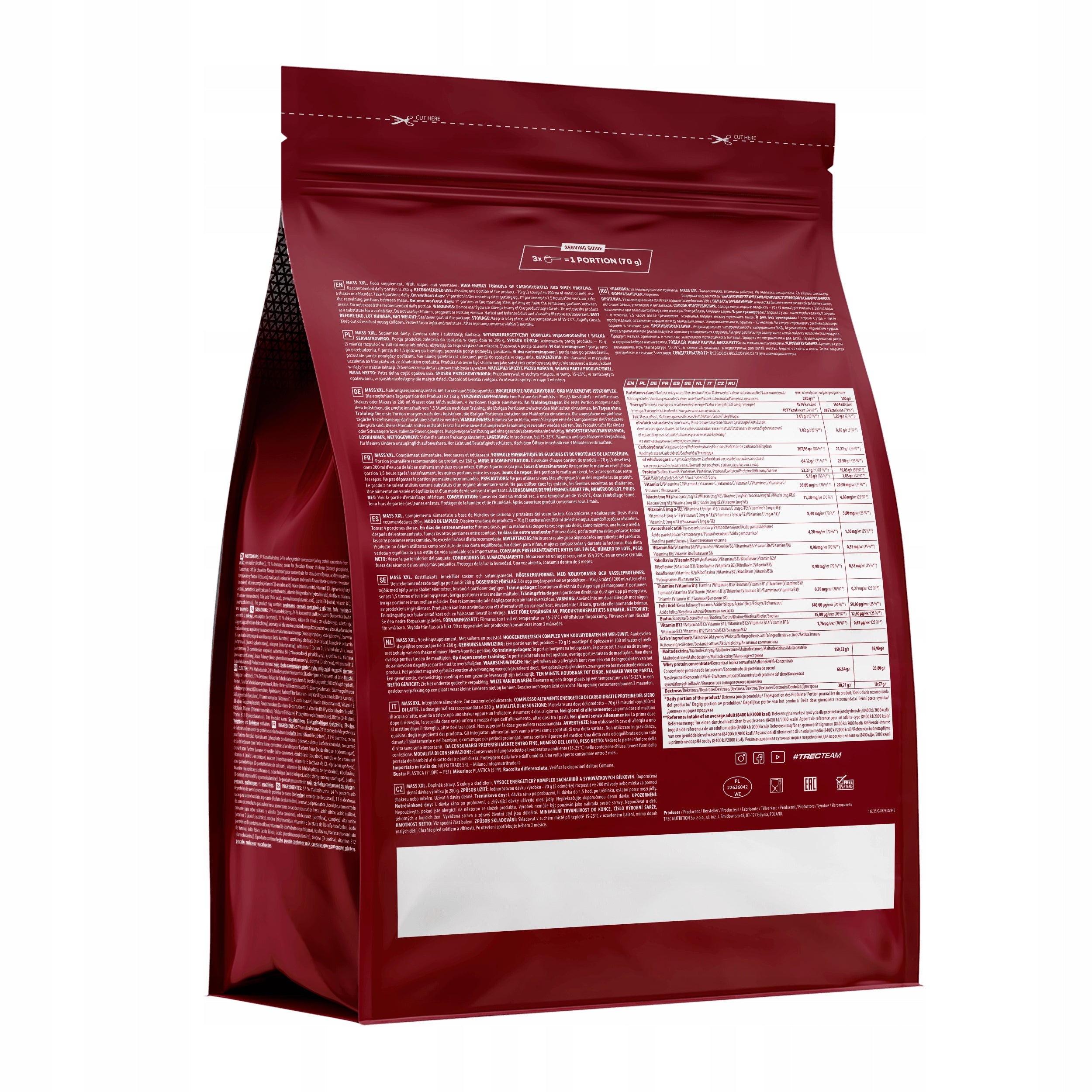 TREC GAINER MASS XXL 4800G CONDITIONER FOR MASS PROTEIN WPC 80 PROTEIN CONCENTRATE Expiration date at least six months from the date of purchase