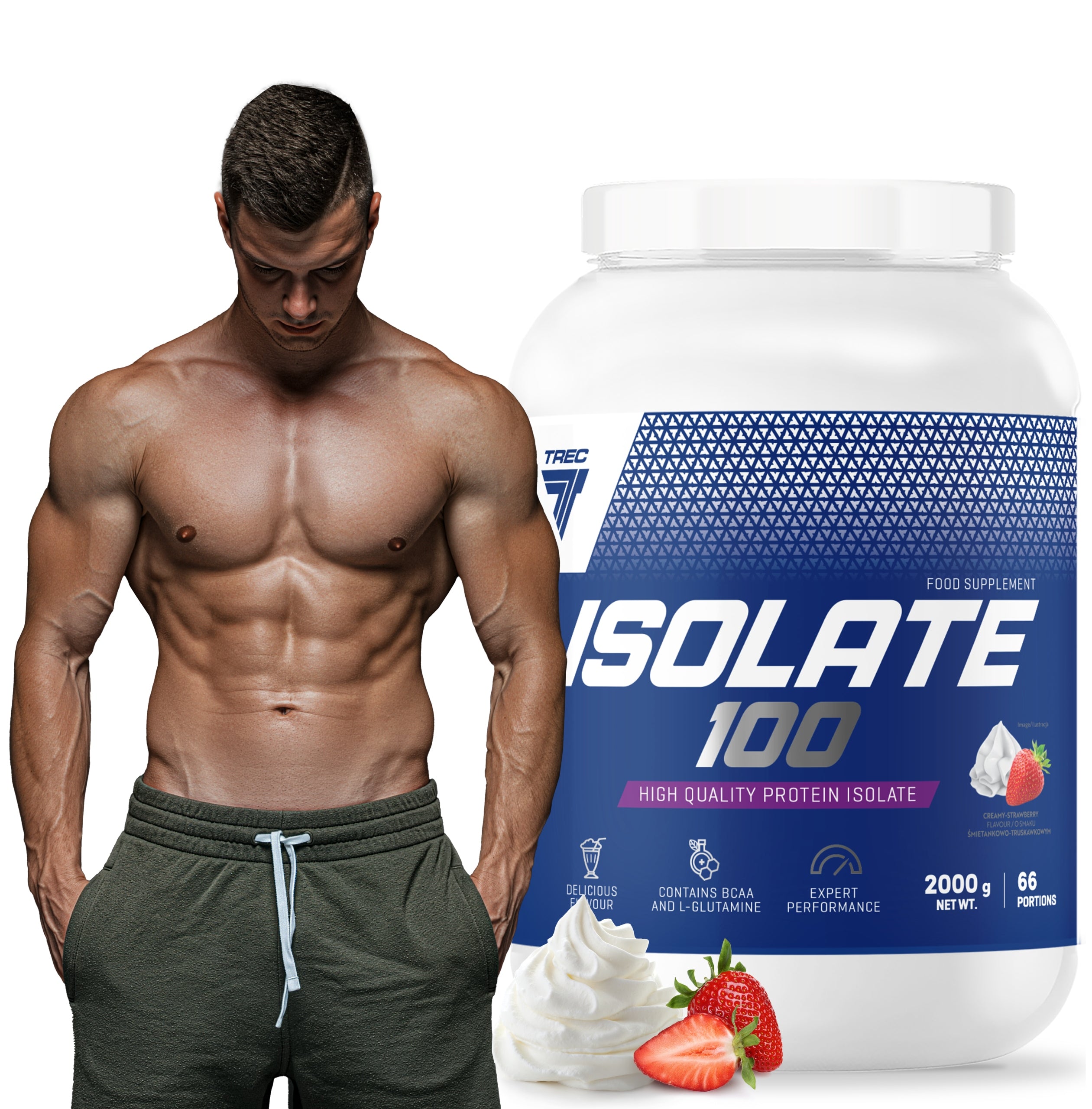 TREC ISOLATE 100 2000g WPI WHEY PROTEIN ISOLATE STRAWBERRY MUSCLE MASS