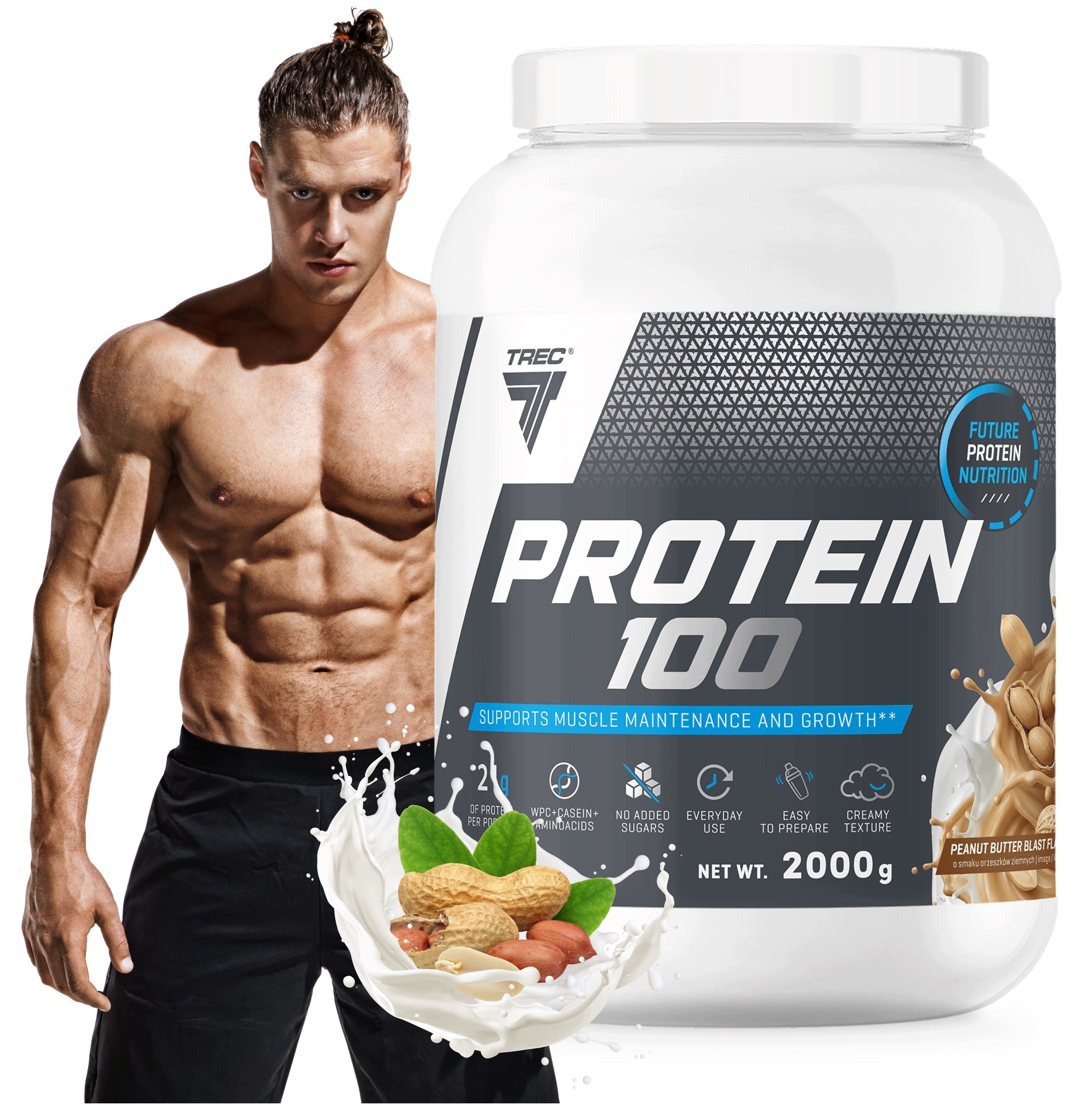 TREC PROTEIN 100 PROTEIN FOR MASS STRENGTH SCULPTURE Protein Conditioner WPC|2000 g