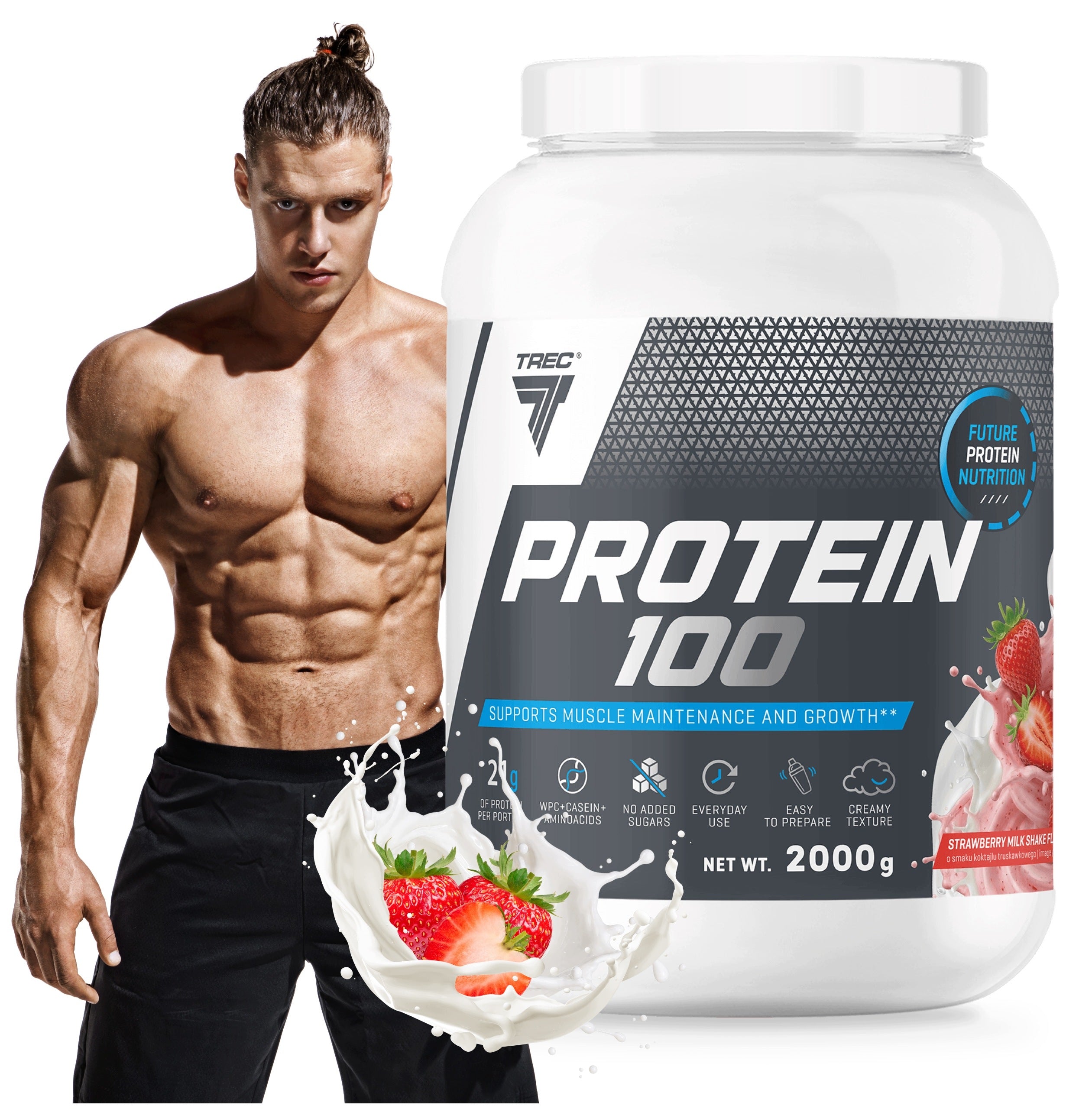 TREC PROTEIN 100 PROTEIN SUPPLEMENT WPC WHEY PROTEIN CONCENTRATE|2000 g