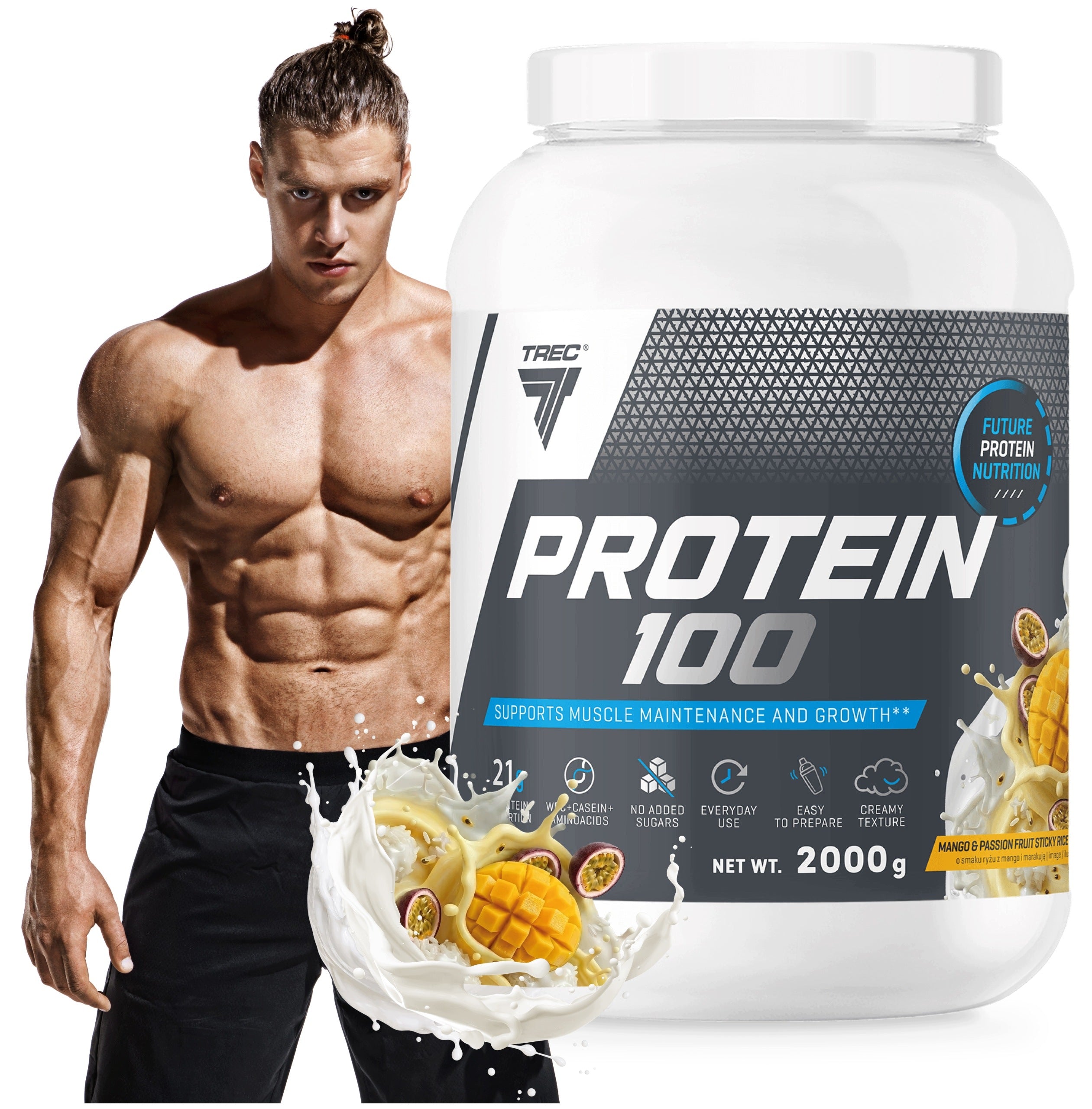 TREC PROTEIN 100 WHEY PROTEIN CONCENTRATE WPC PROTEIN SUPPLEMENT|2000 g