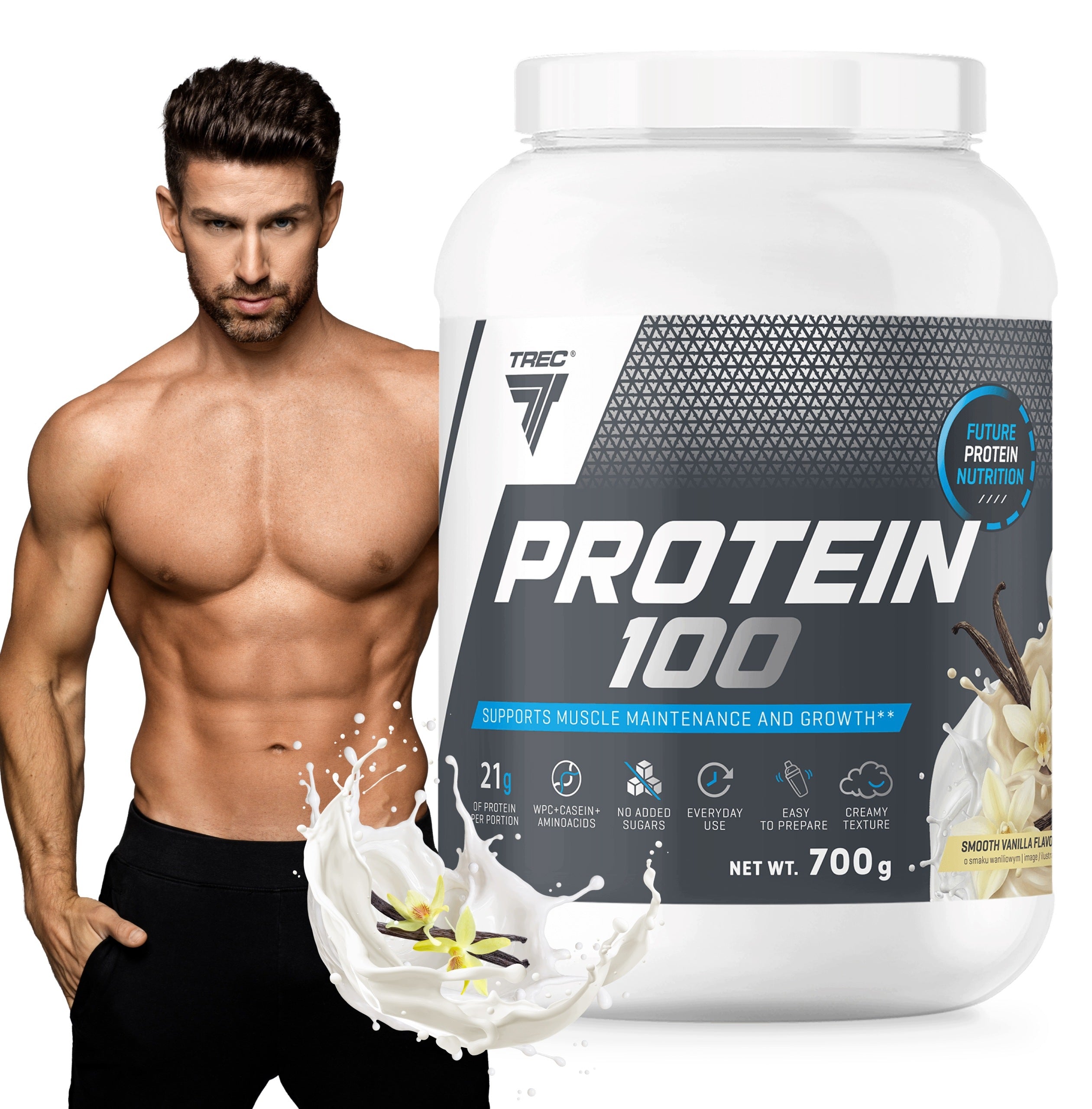 TREC Protein Conditioner with WPC PROTEIN 100 700g Protein for Muscle Mass and Strength