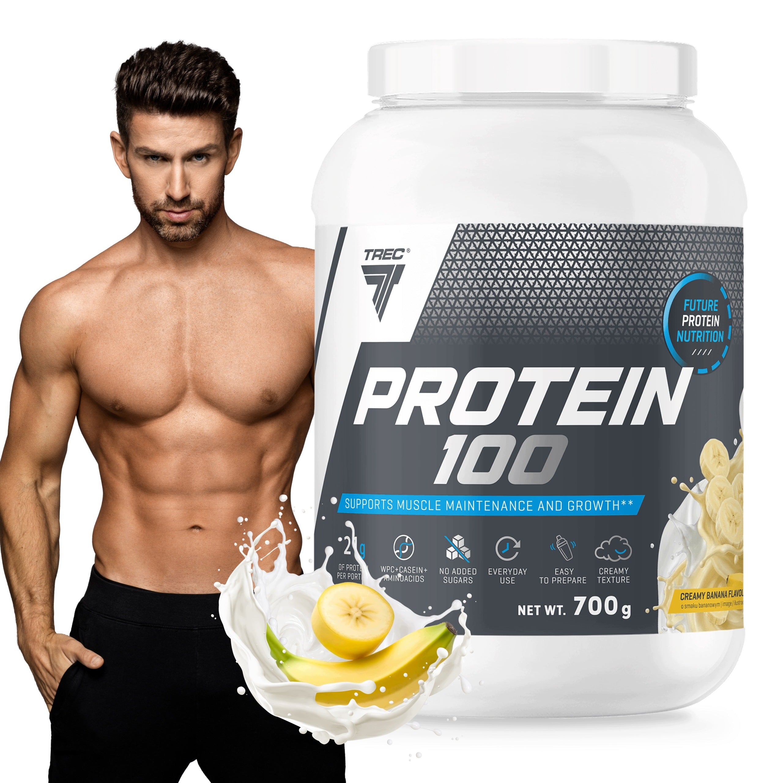 TREC Protein Conditioner with WPC PROTEIN 100 700g Protein for Muscle Mass and Strength