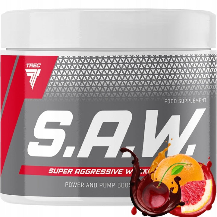 TREC SAW 200G PREWORKOUT CAFFEINE AAKG CITRULLINE cherry-grapefruit 80 SERVINGS