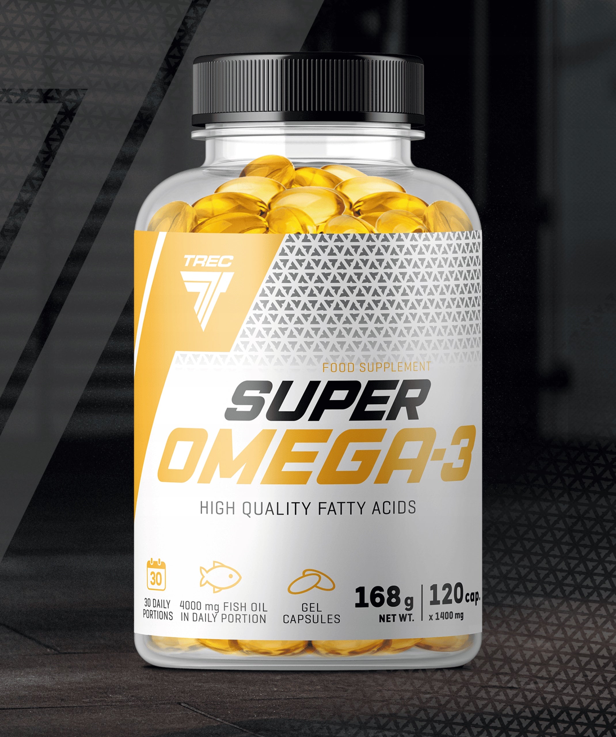 TREC SUPER OMEGA 3 HEALTHY FATS EPA DHA FISH OIL VITAMIN E|120 capsules Packaging status original