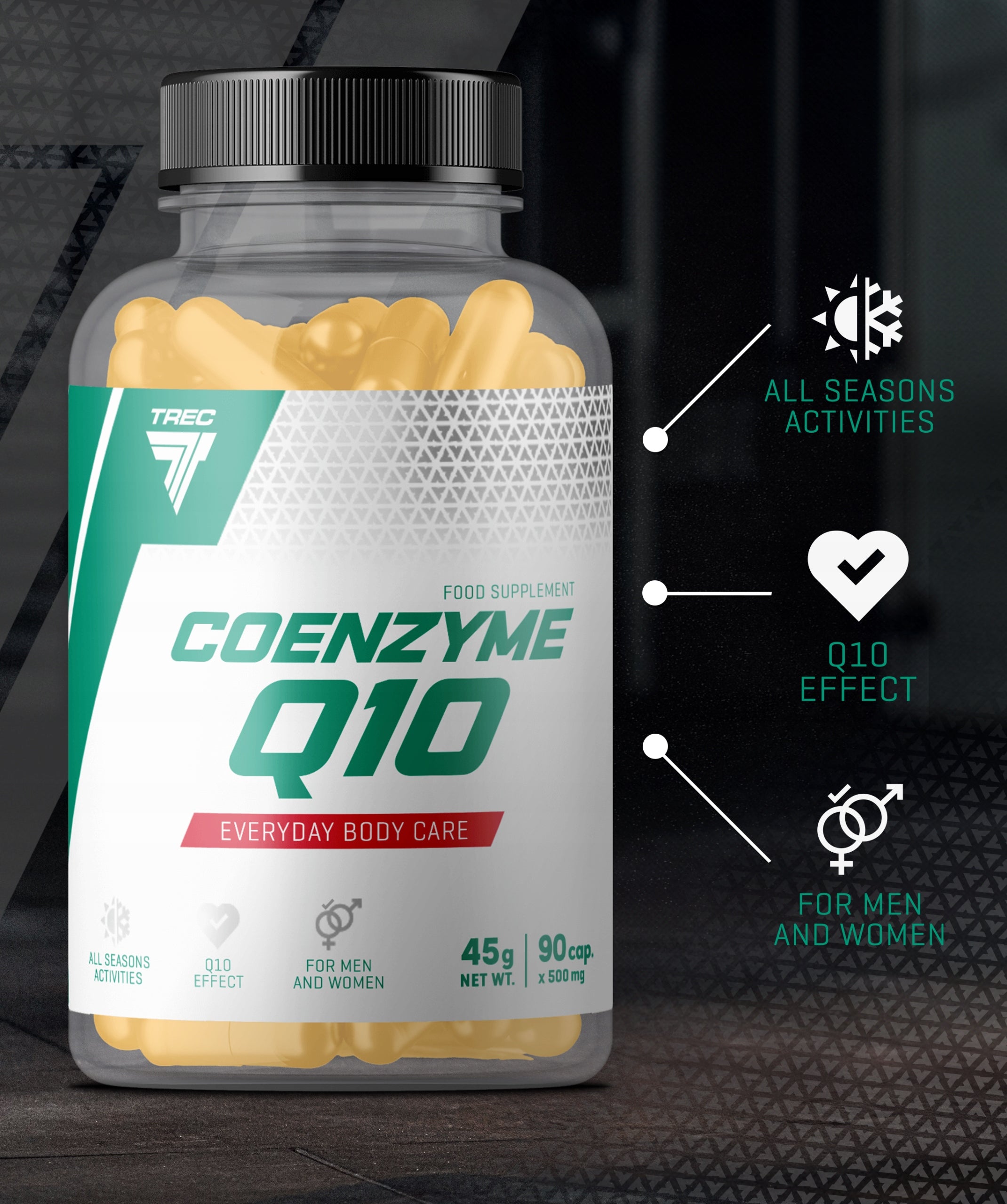 TREC Vitality Lifestyle COENZYME Q10 90 COENZYME Manufacturer code poprawa wydolności fizycznej, starzenie się
