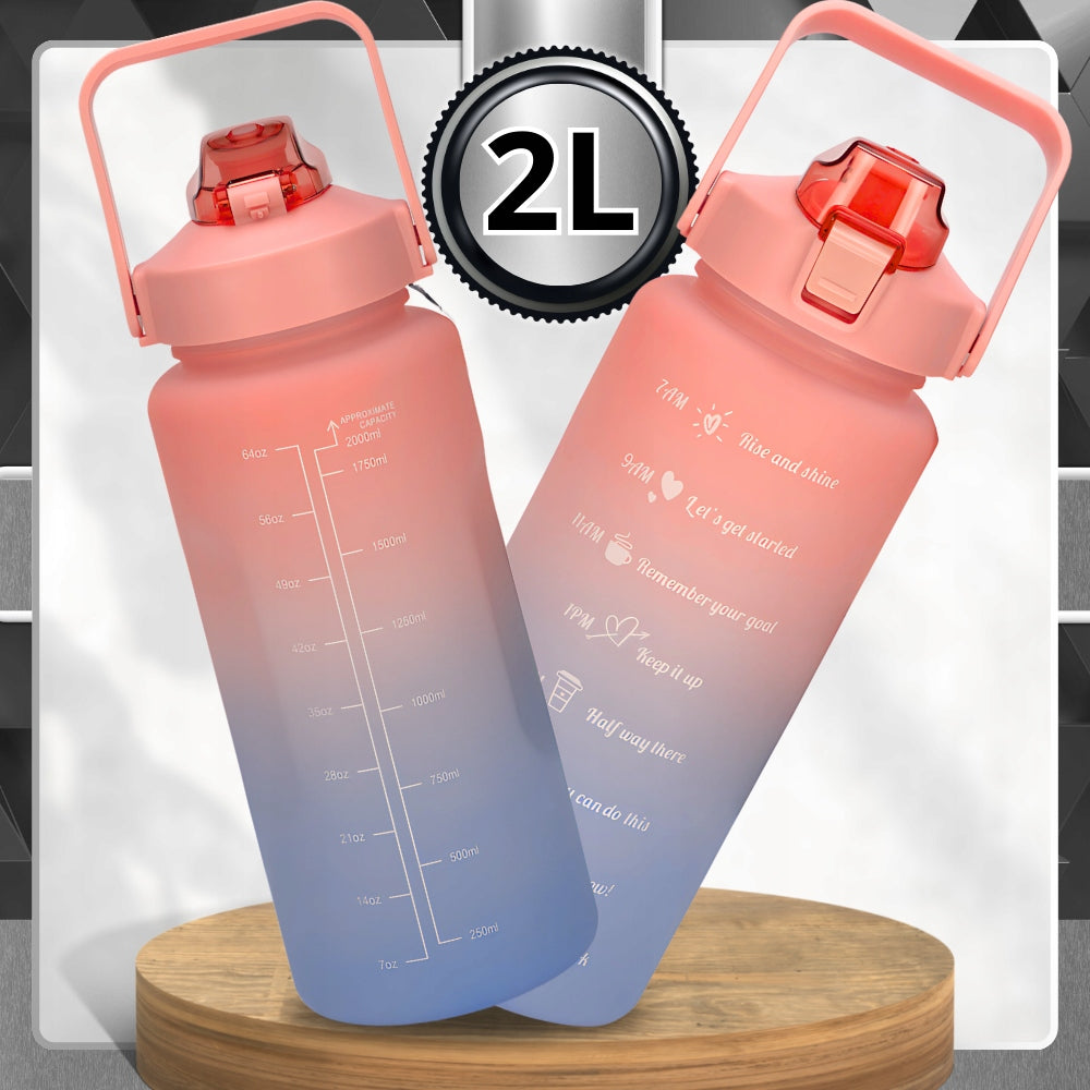 TRESSARI Motivational bottle large 2000ml sports water bottle BPA FREE Kind bottle