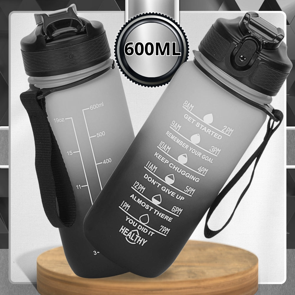 TRESSARI Motivational bottle water bottle black holder 600ml for water BPA FREE Kind bottle
